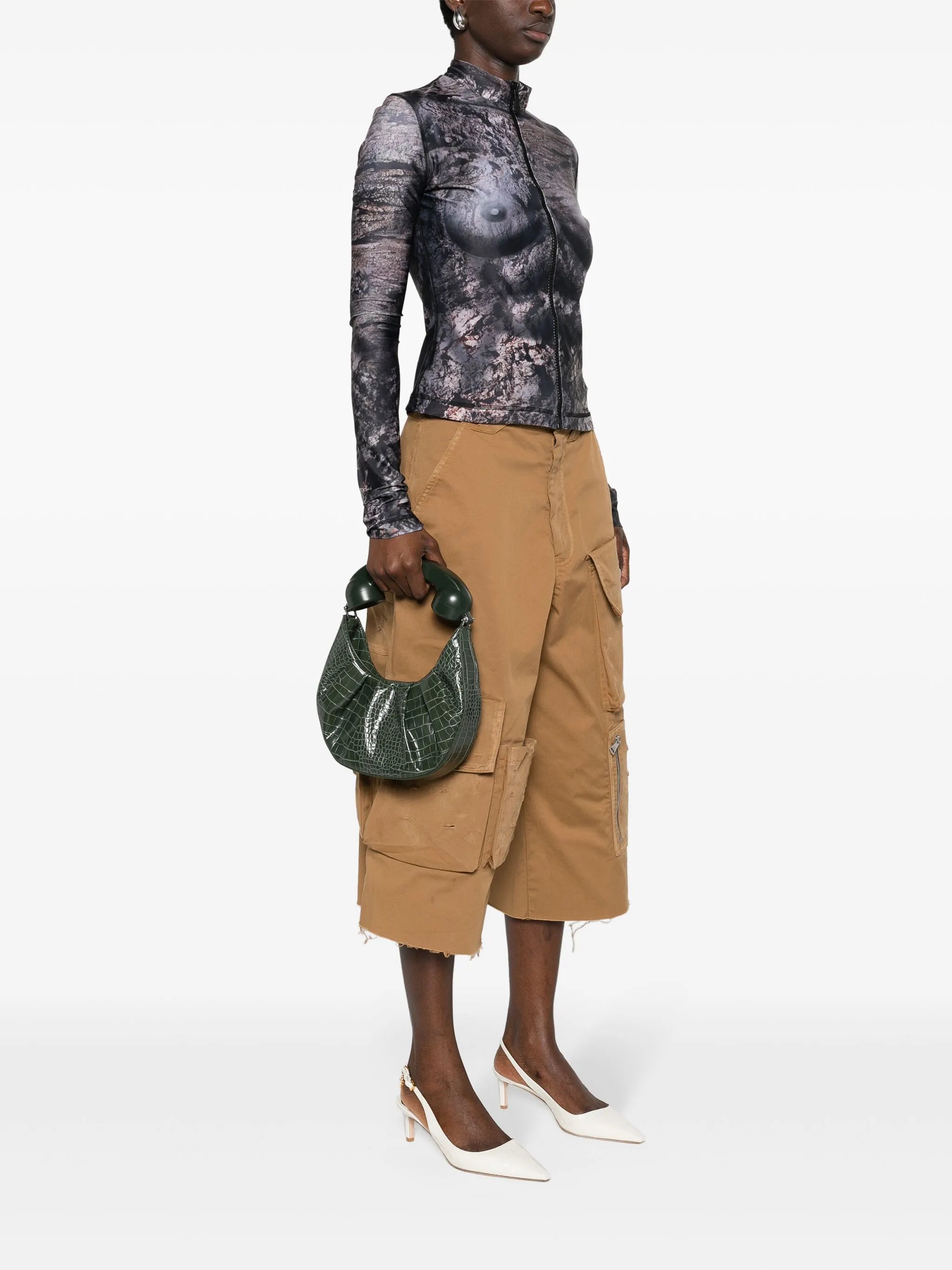 Phone snakeskin-effect tote bag