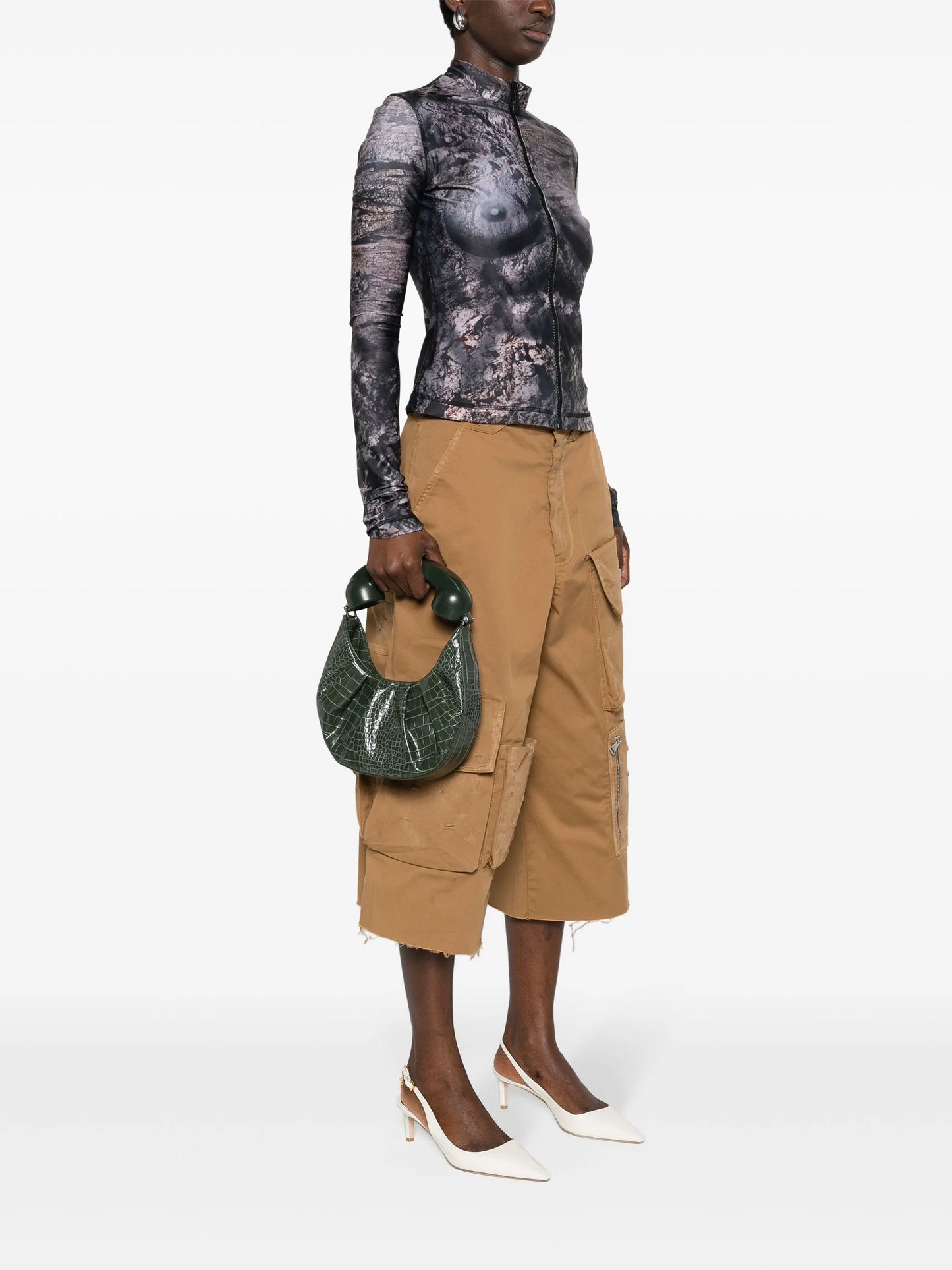 Phone snakeskin-effect tote bag