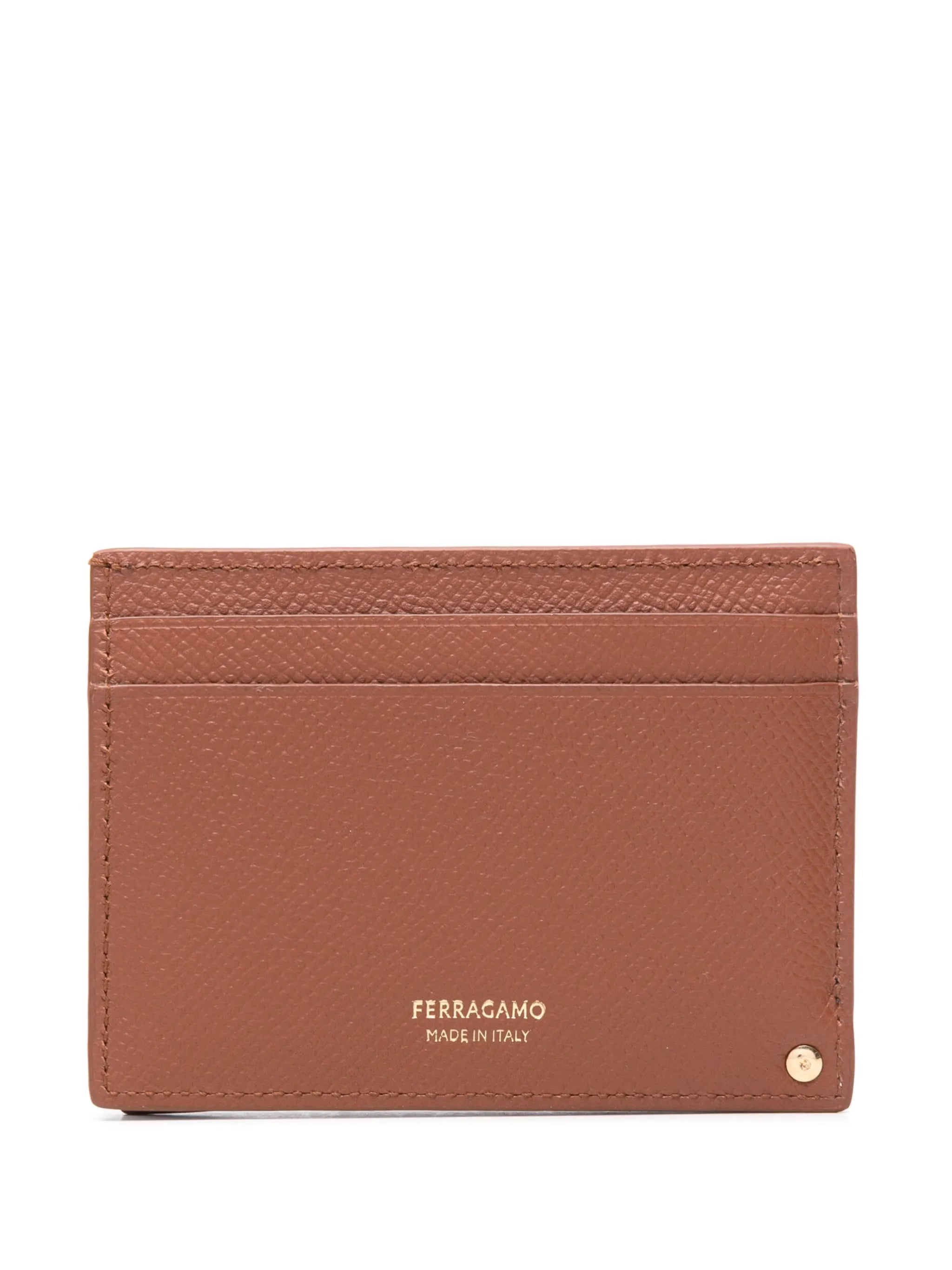 Gancini-plaque leather cardholder