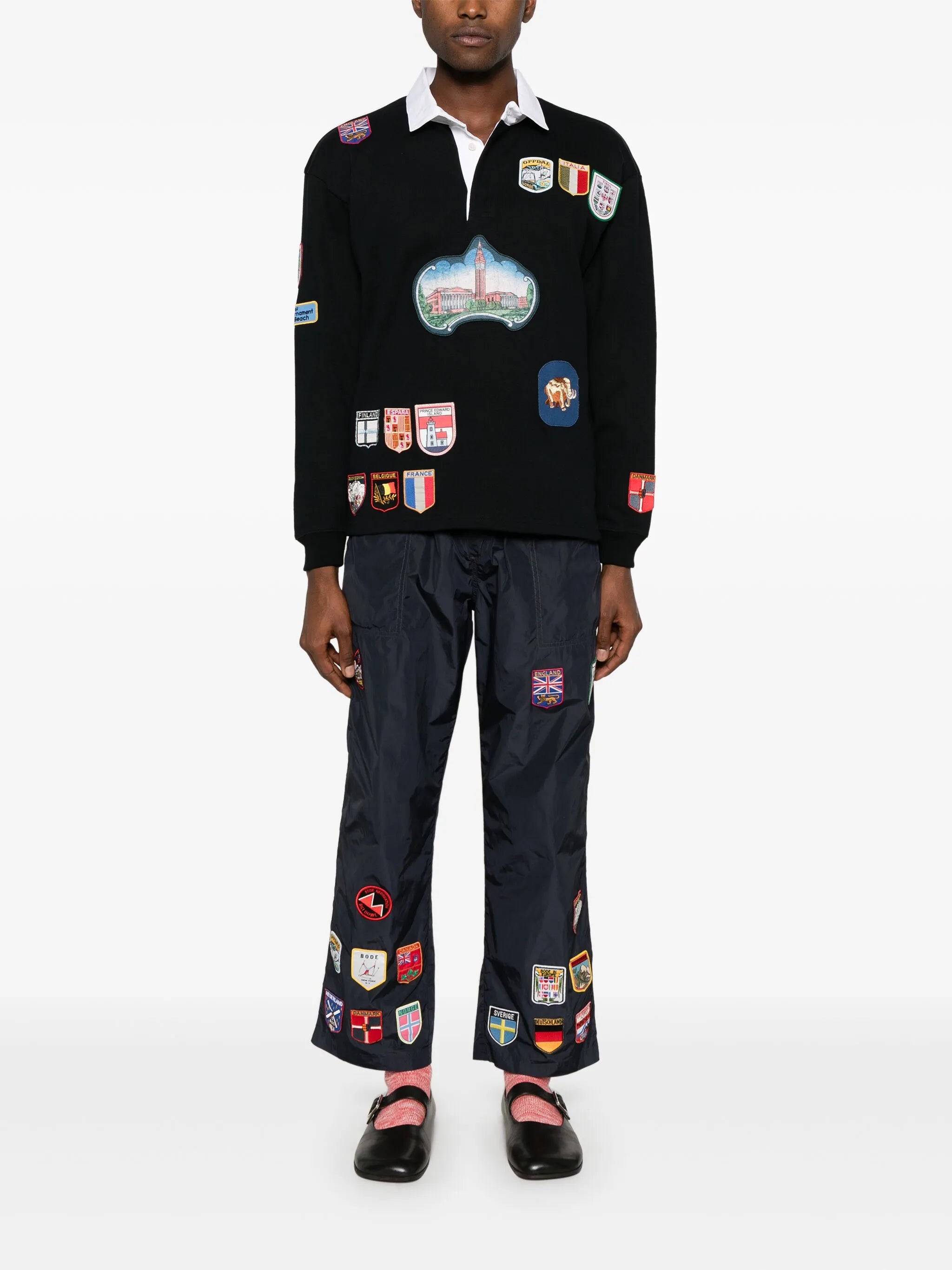 multi-patch polo shirt