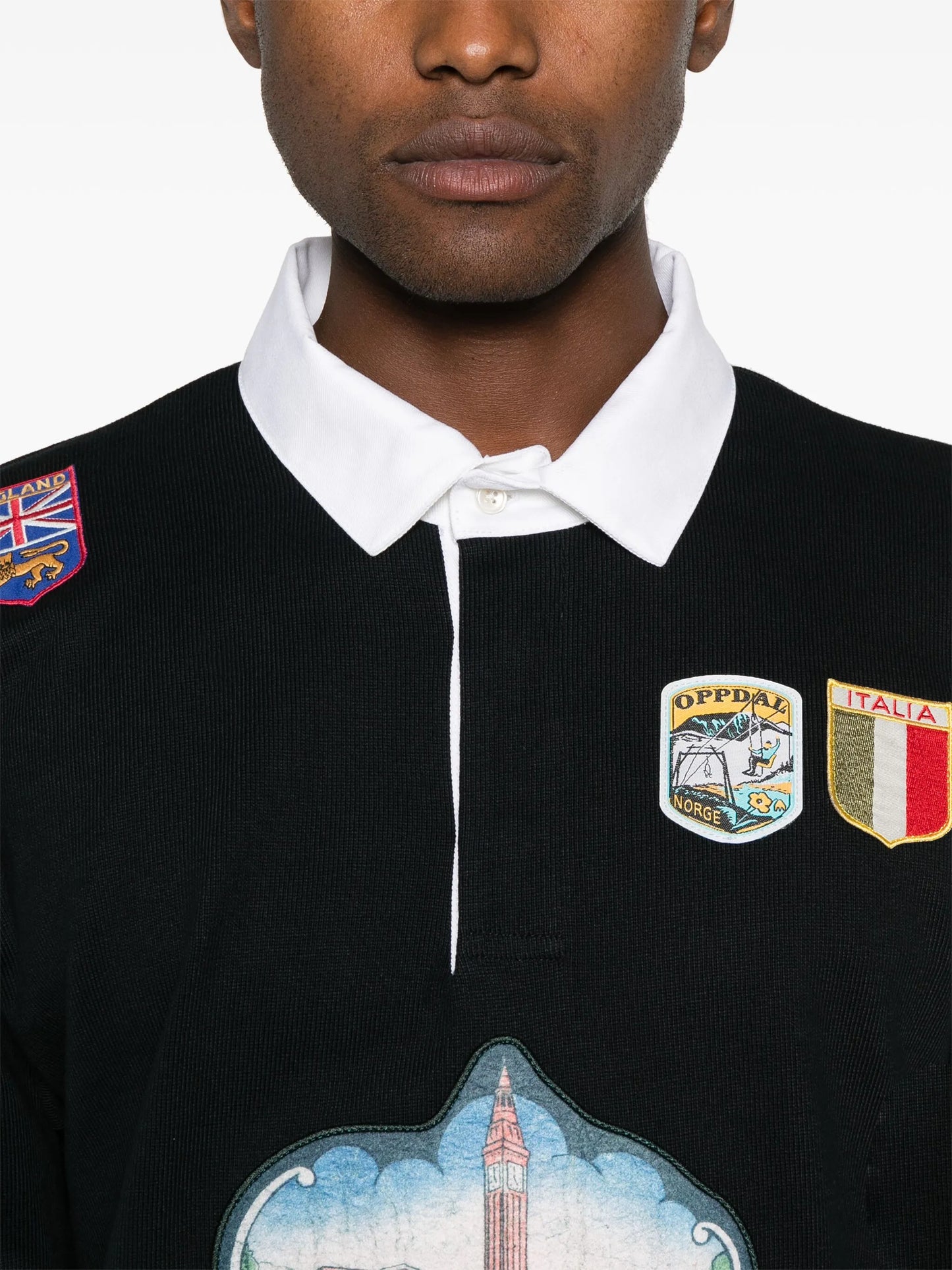 multi-patch polo shirt