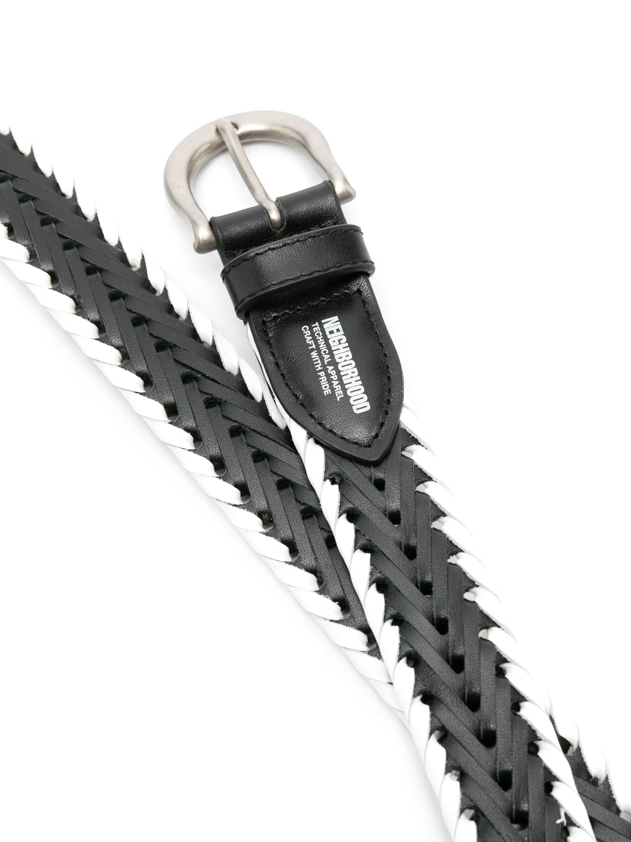 contrasting-trim interwoven-leather belt