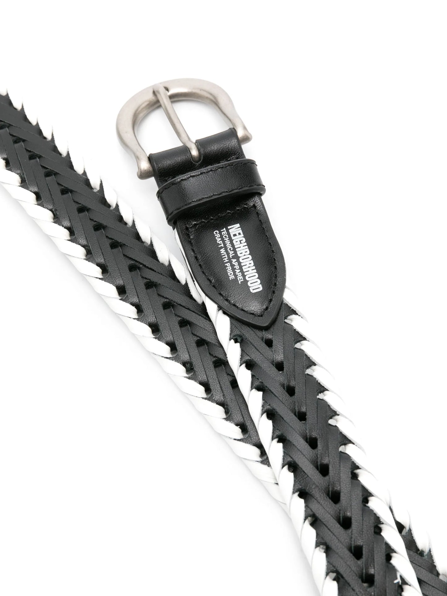 contrasting-trim interwoven-leather belt