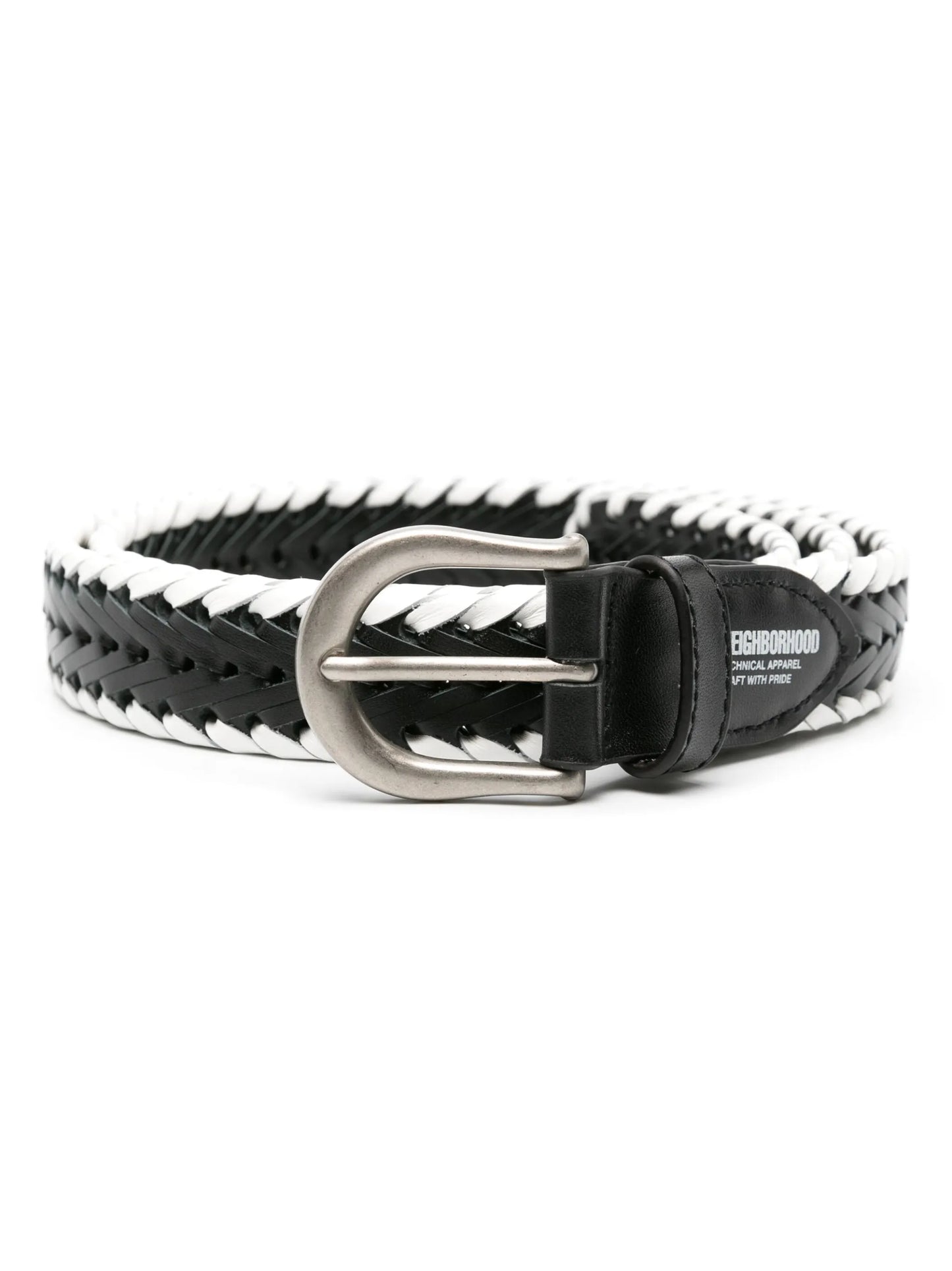 contrasting-trim interwoven-leather belt