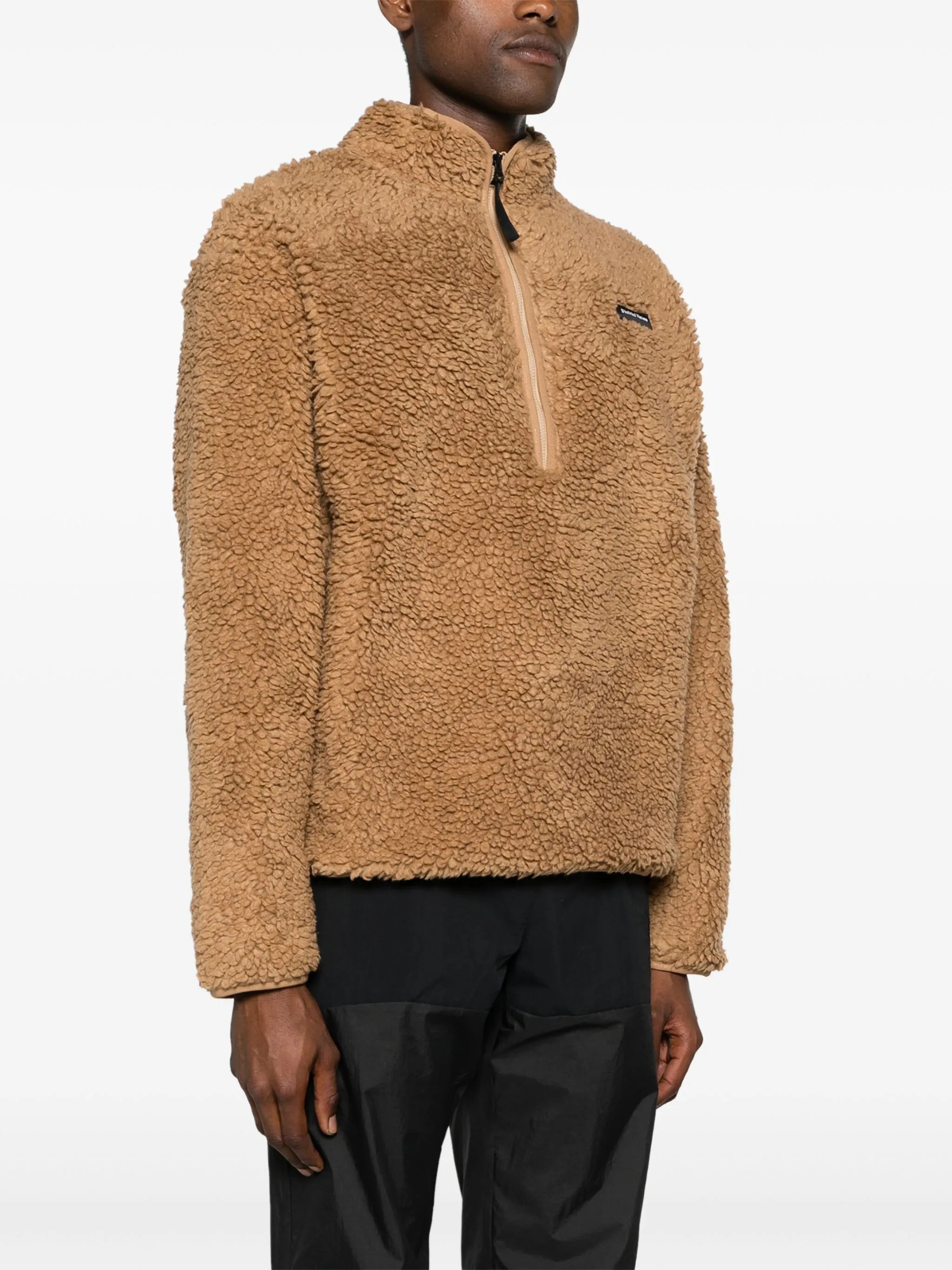 high-neck fleece sweatshirt