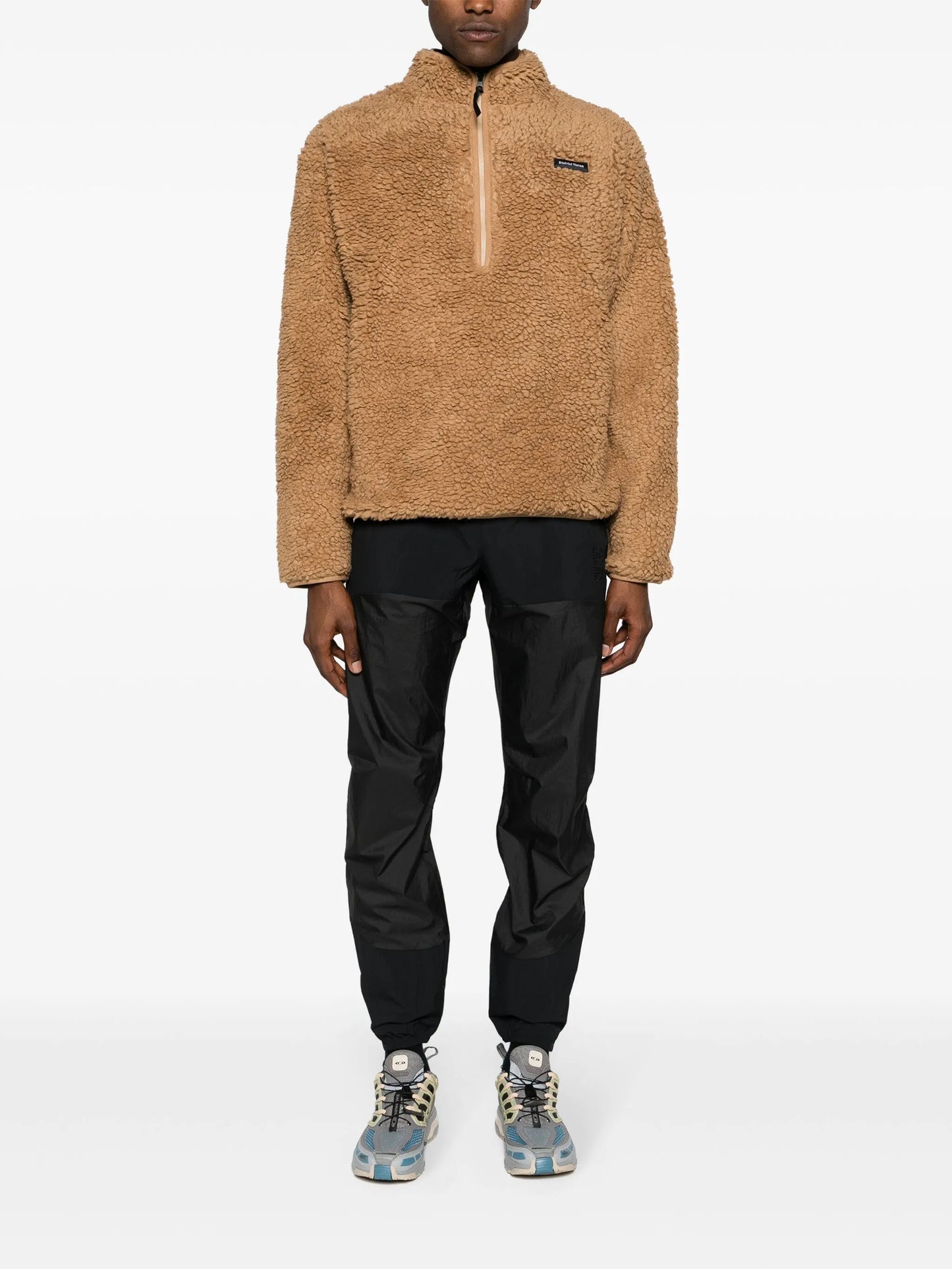 high-neck fleece sweatshirt