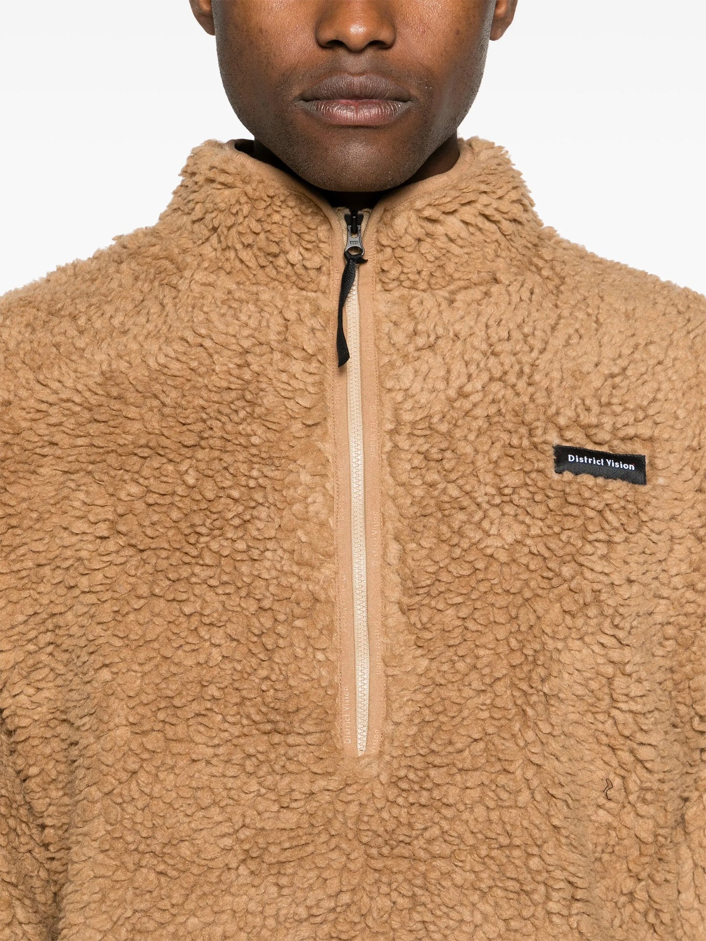 high-neck fleece sweatshirt