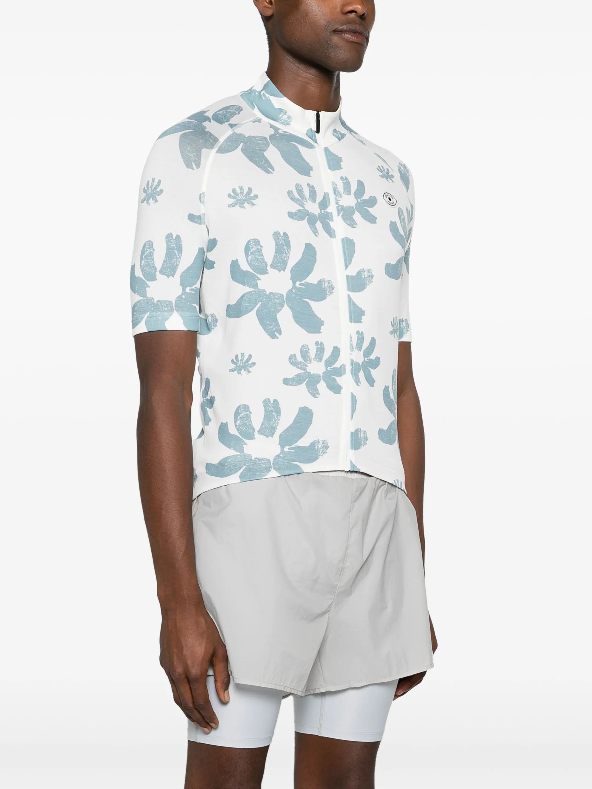 floral-print cycling top