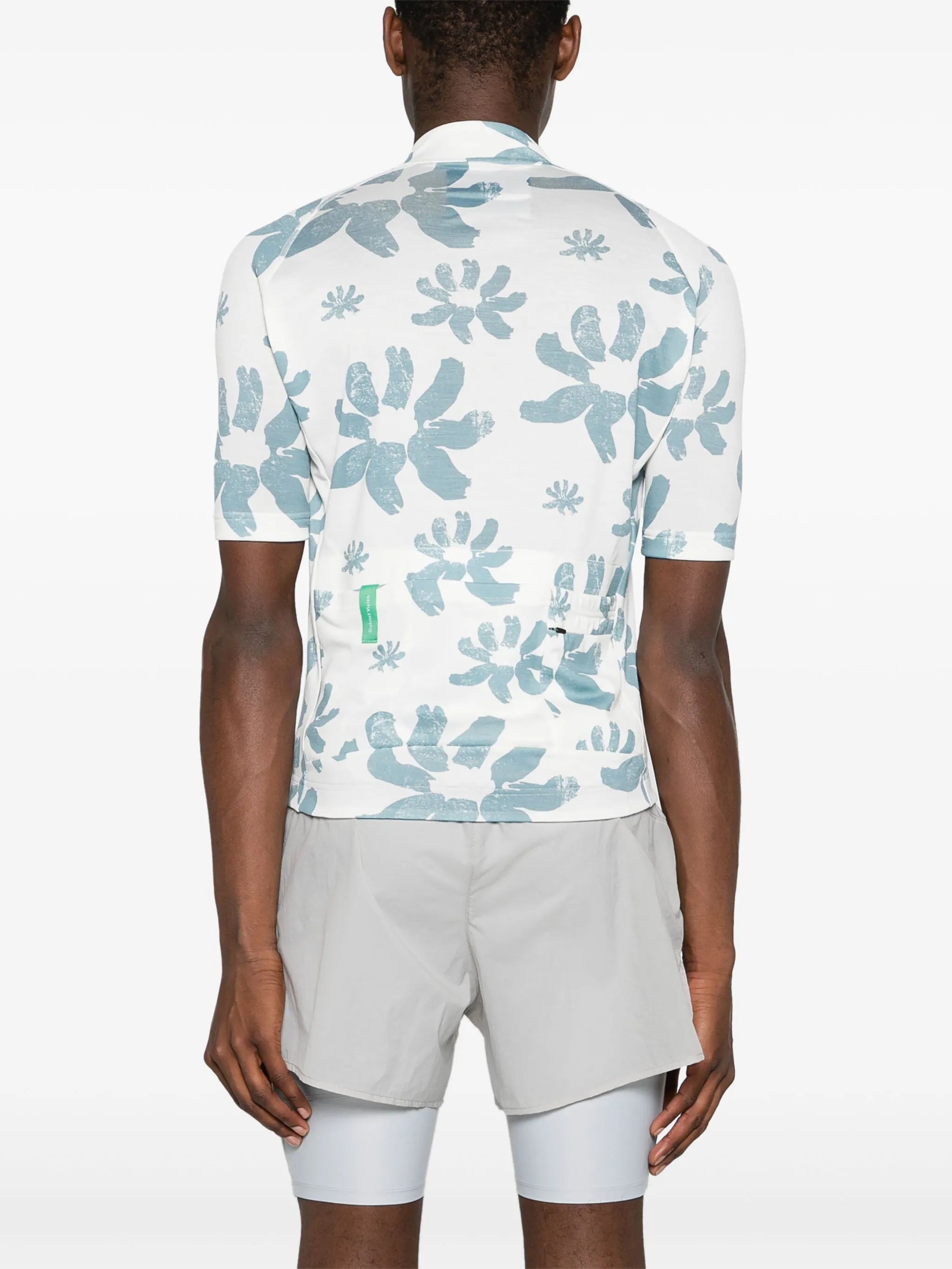floral-print cycling top