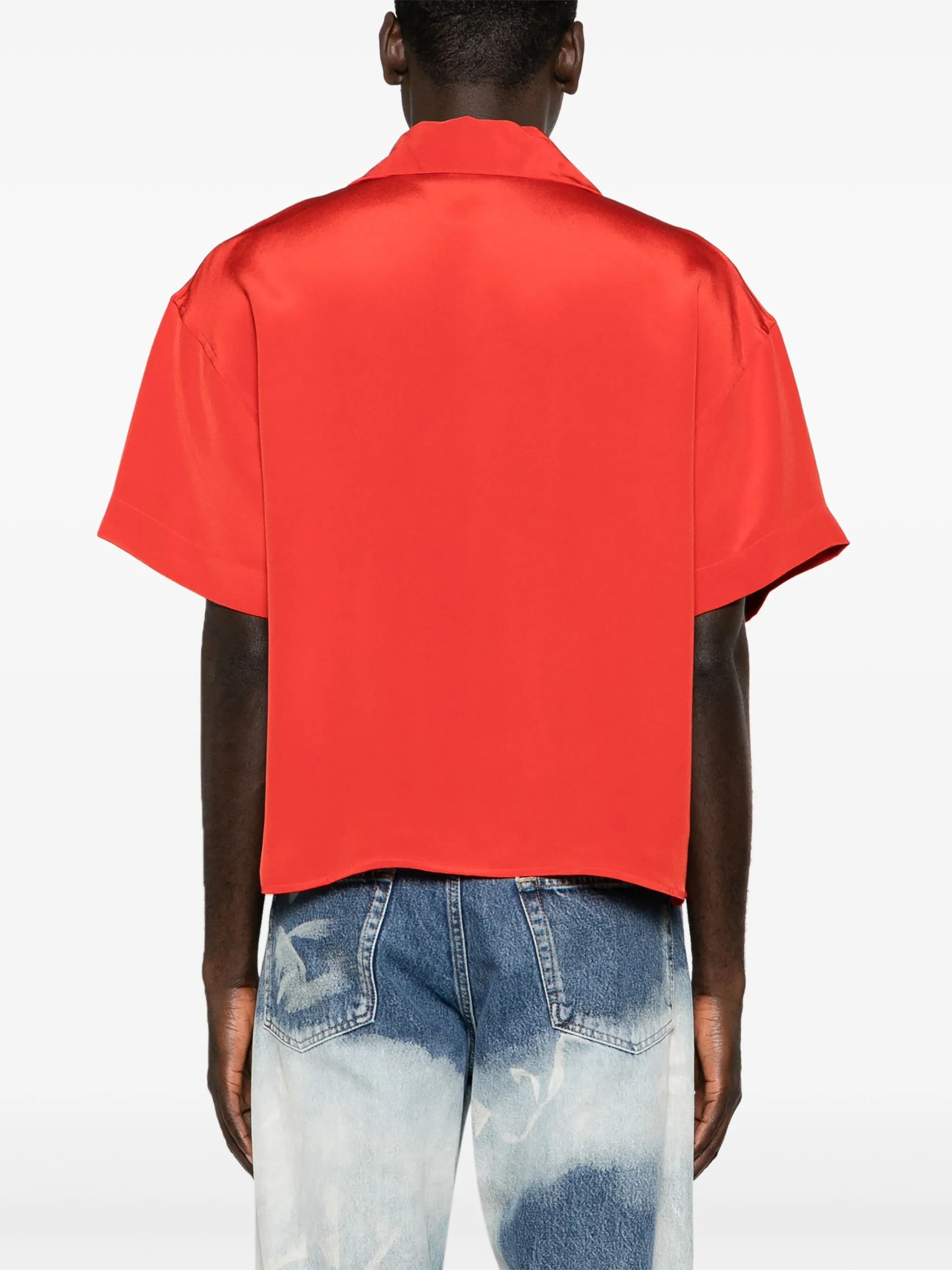 Inferno-embroidered silk shirt