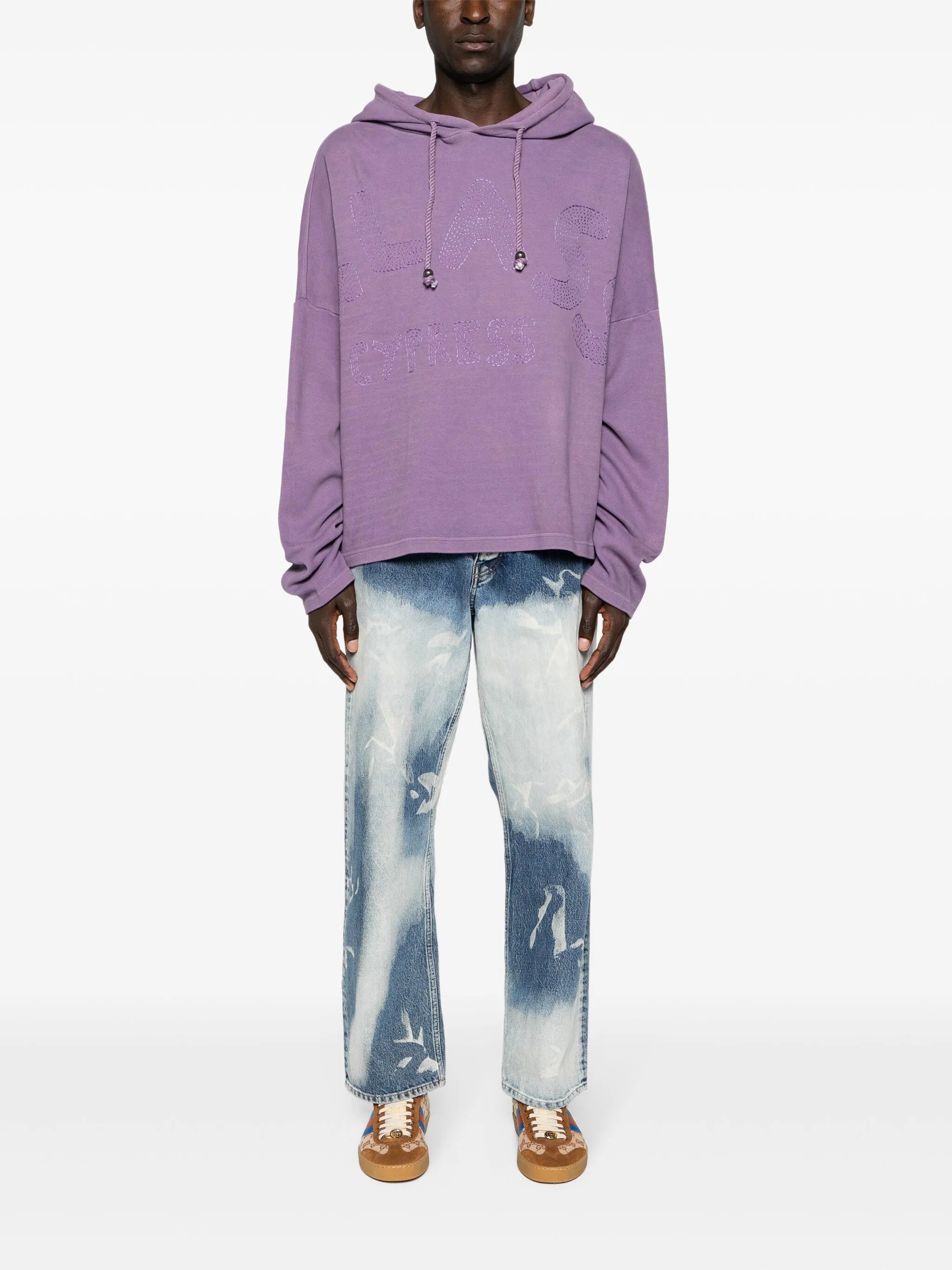 logo-embroidered slouch hoodie