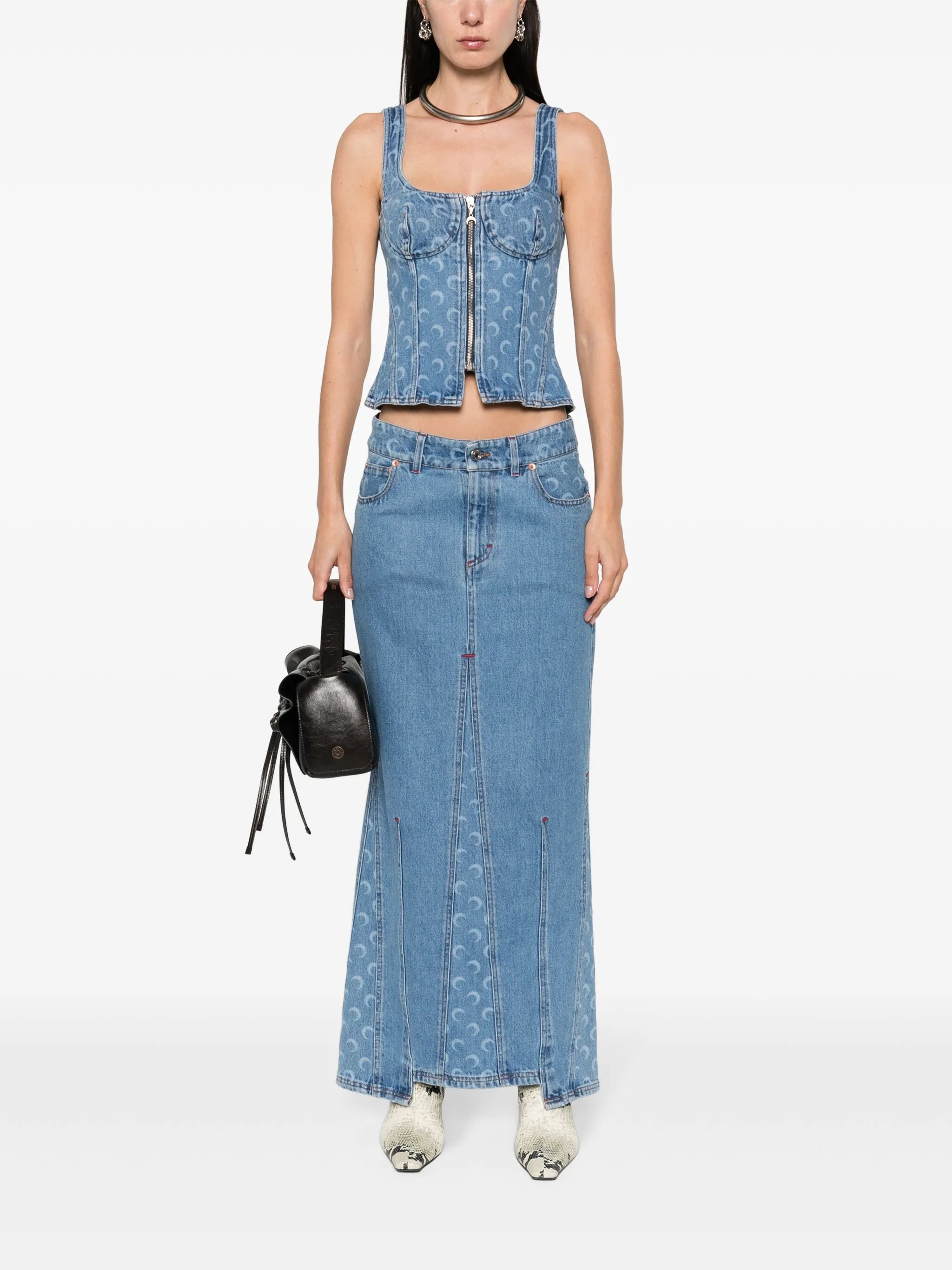 Crescent-Moon-print maxi skirt