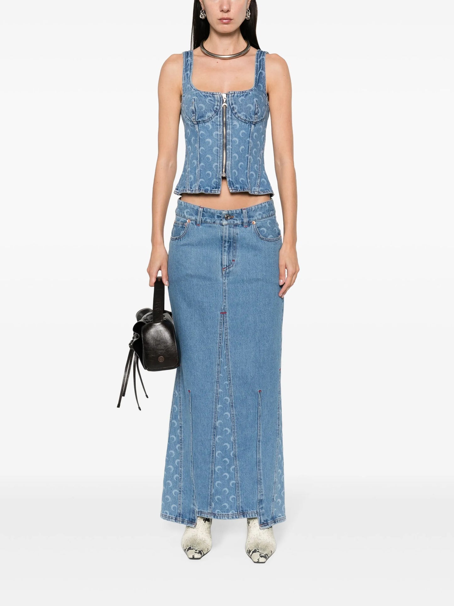 Crescent-Moon-print maxi skirt