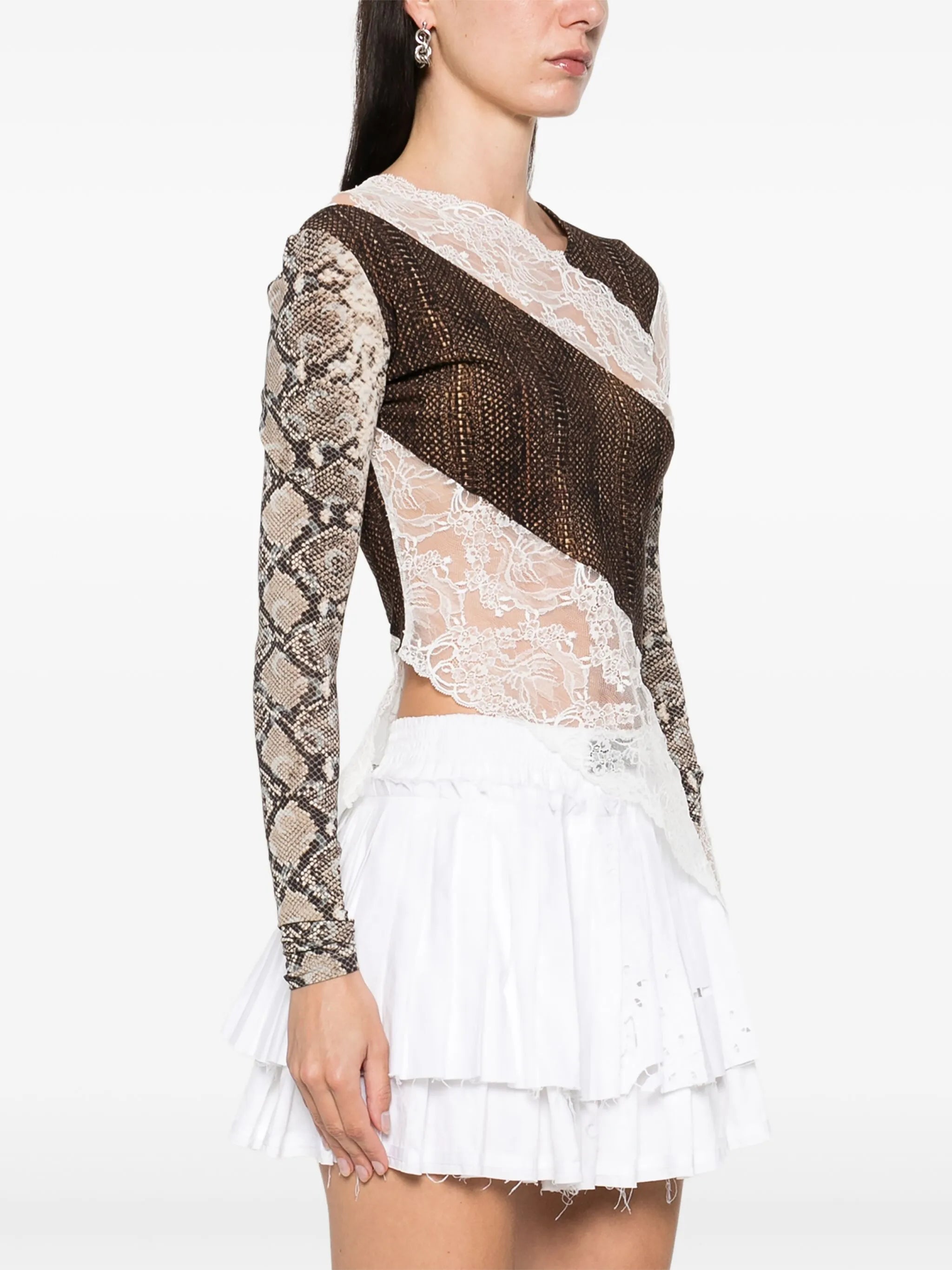 Upcycled lace-detail top