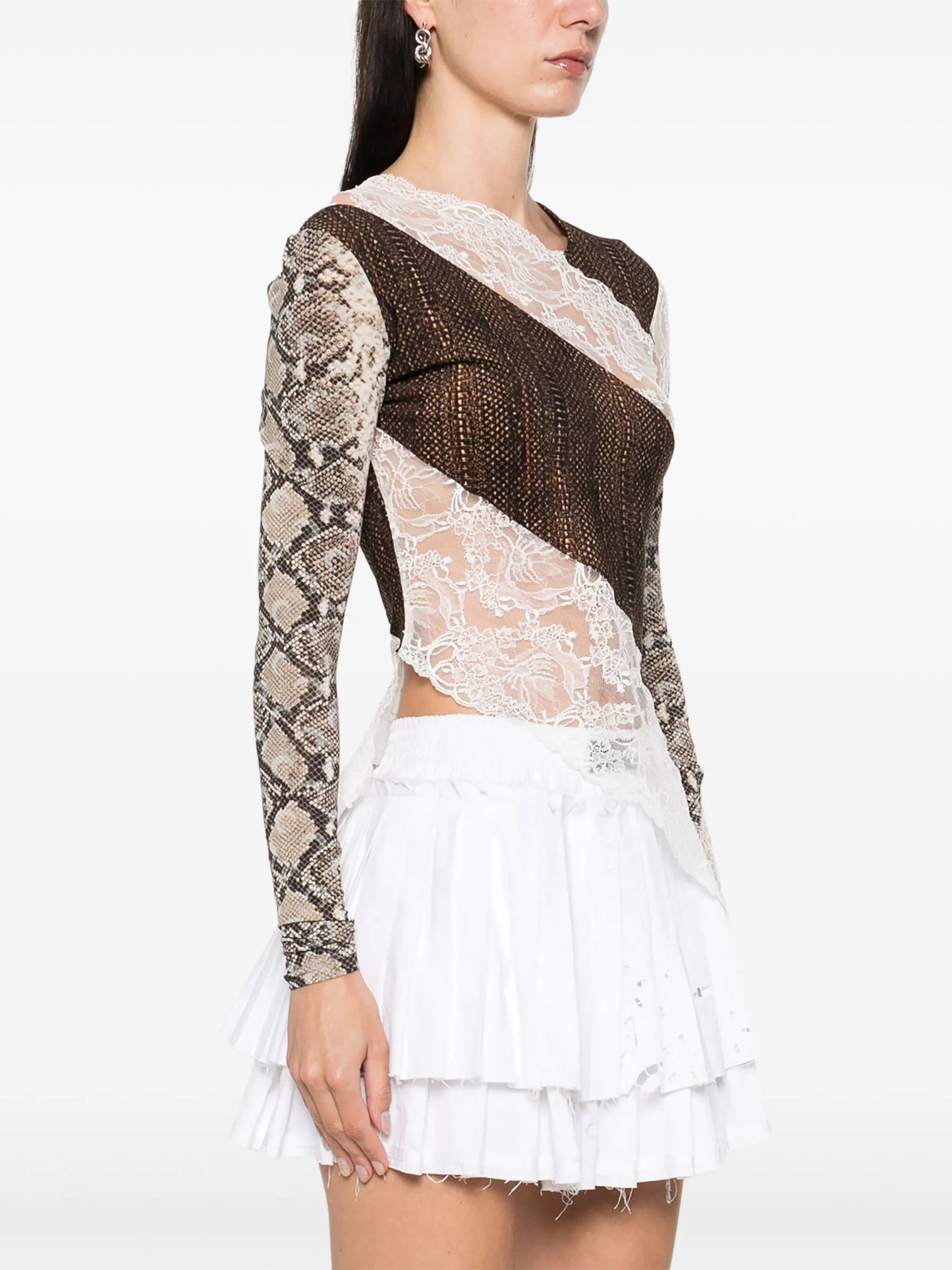 Upcycled lace-detail top