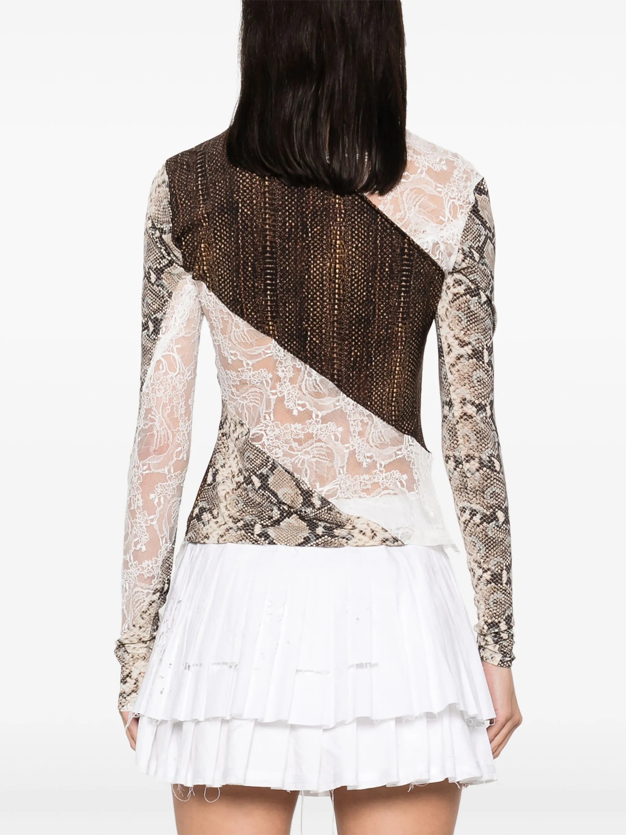 Upcycled lace-detail top