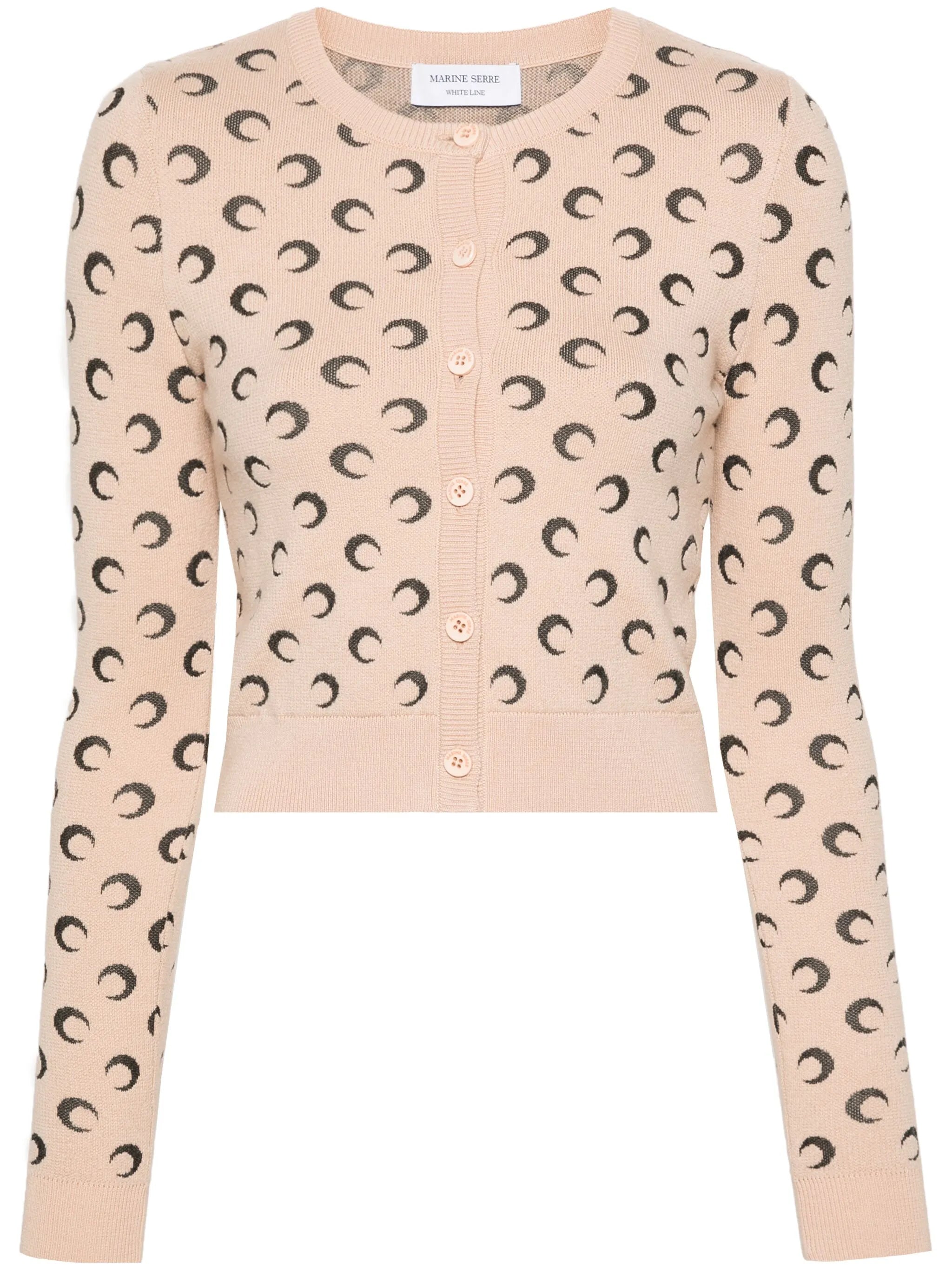 crescent moon jacquard knitted cardigan