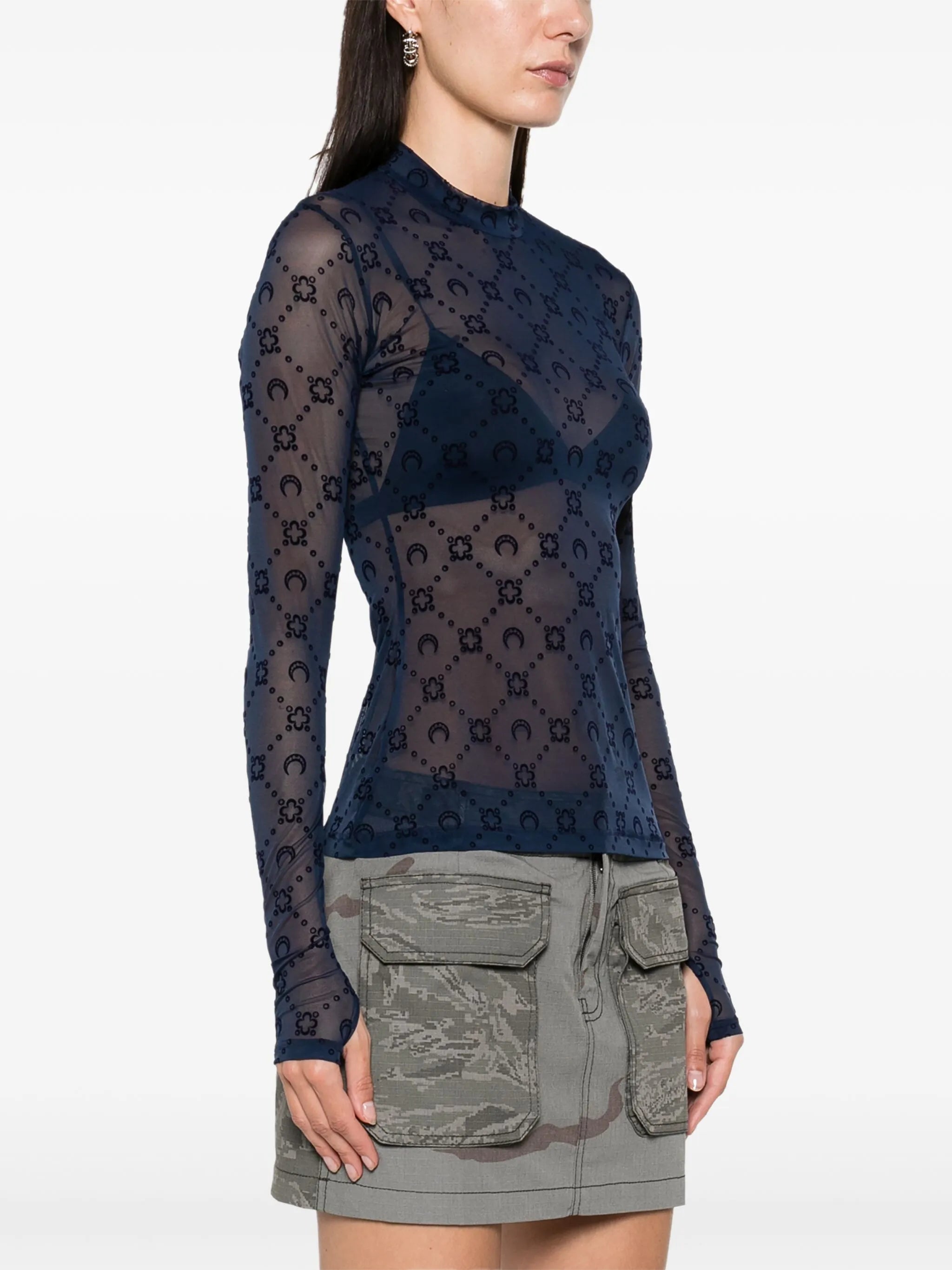 moonogram mesh longsleeved top