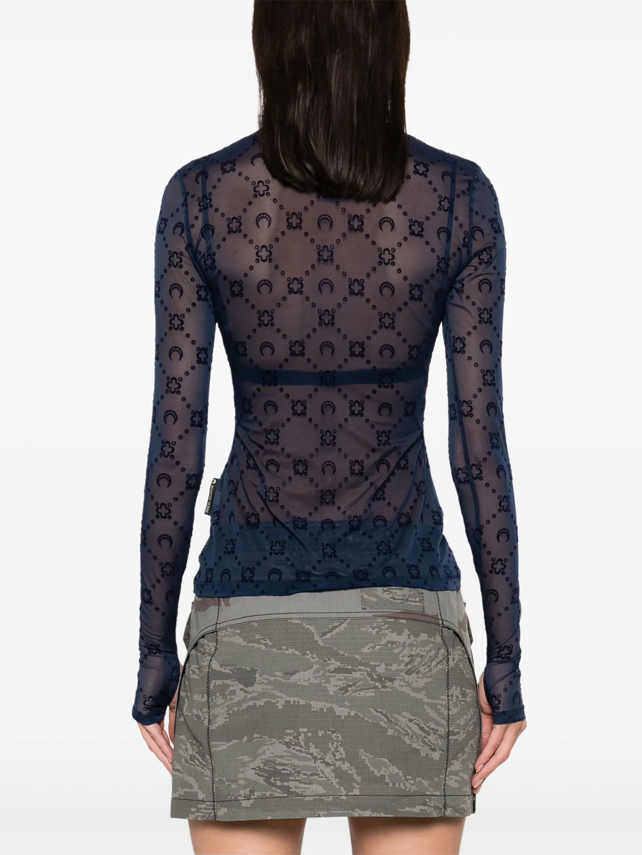 moonogram mesh longsleeved top