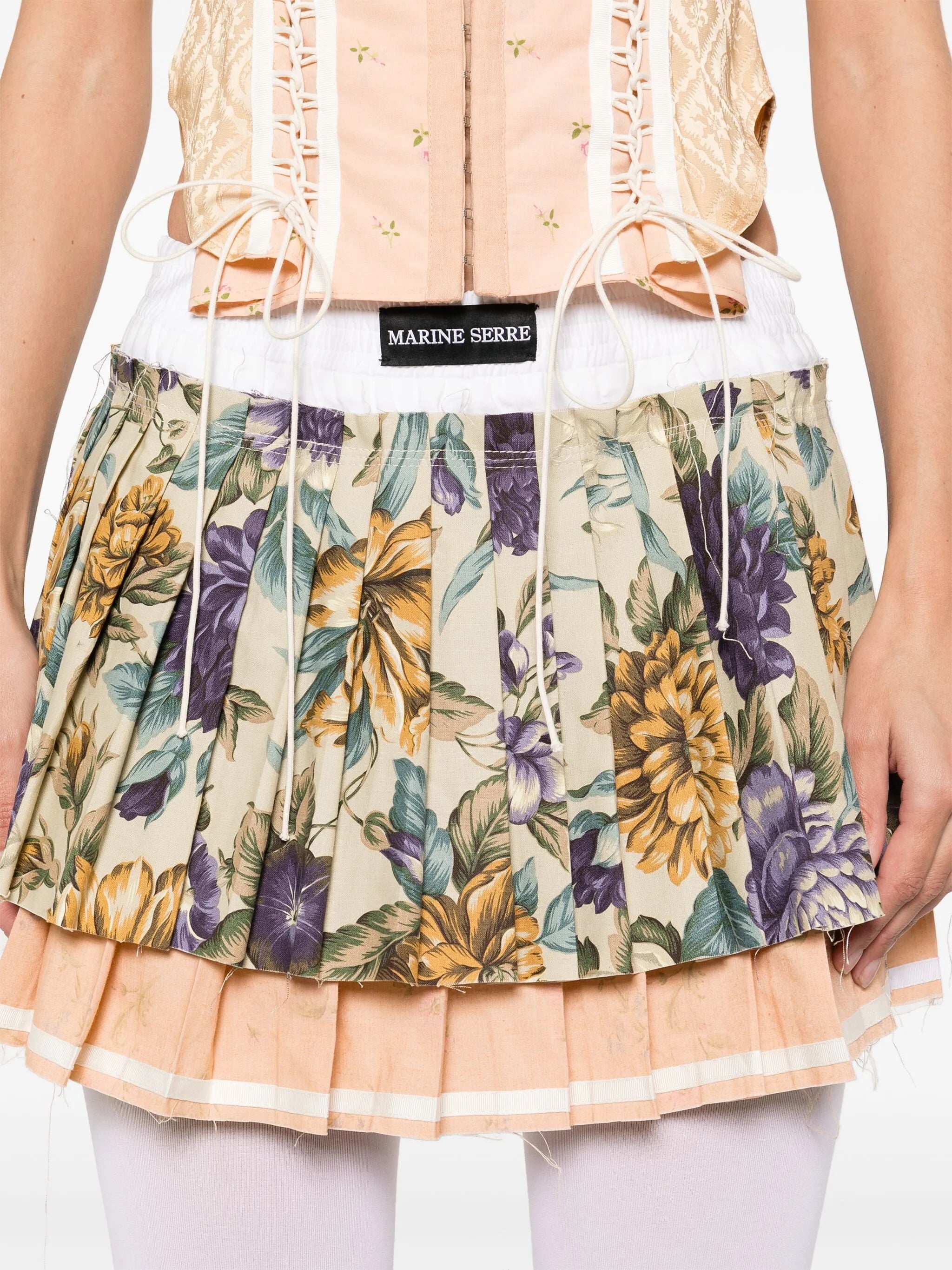 Upcycled pleated mini skirt