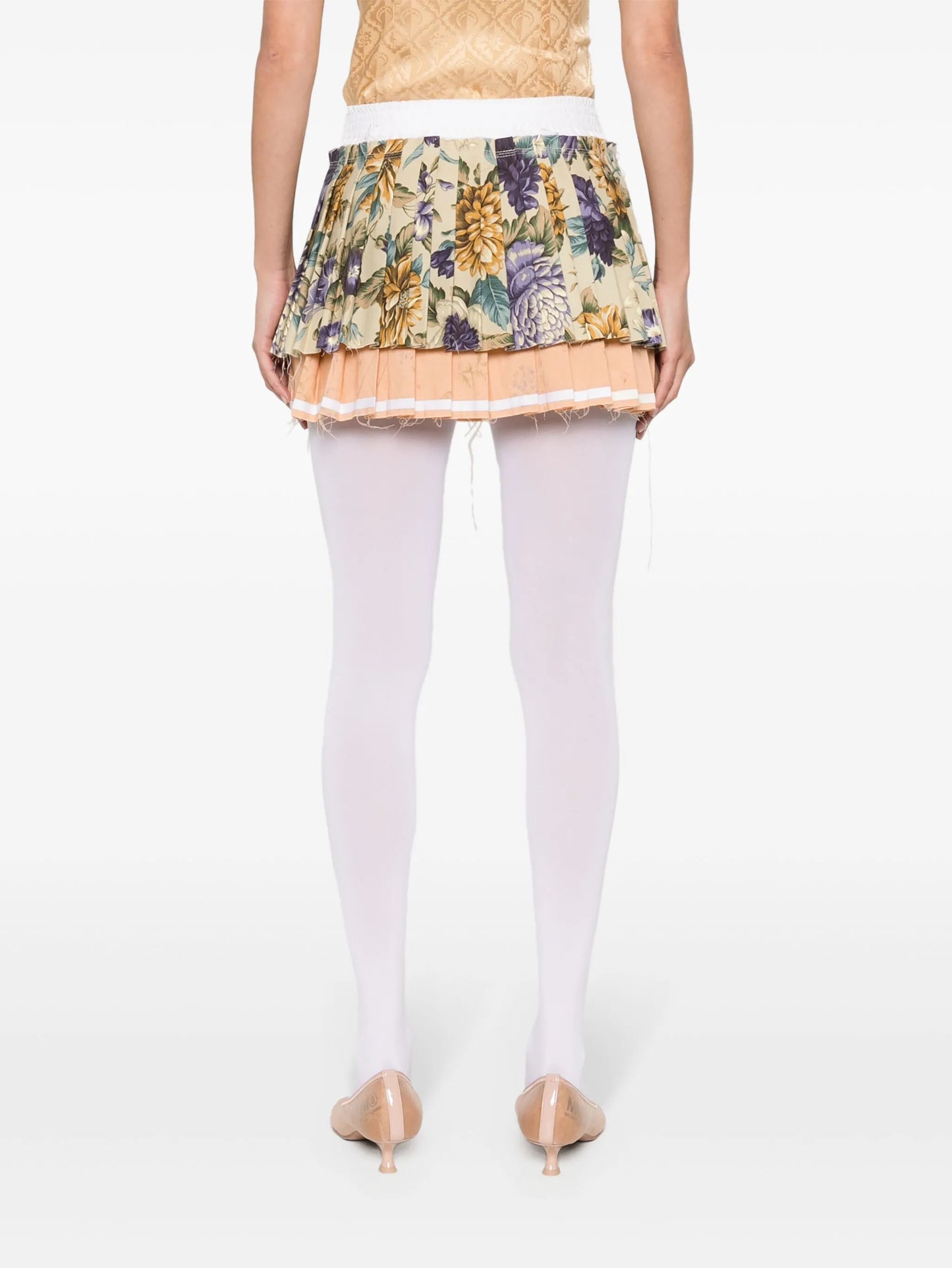 Upcycled pleated mini skirt