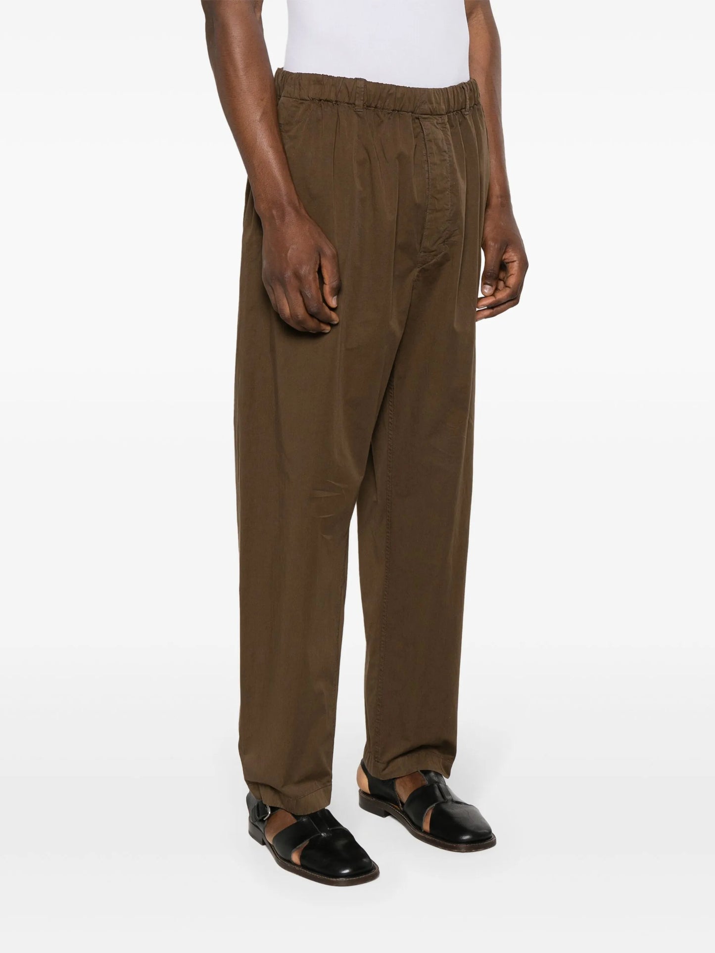 cotton straight-leg trousers