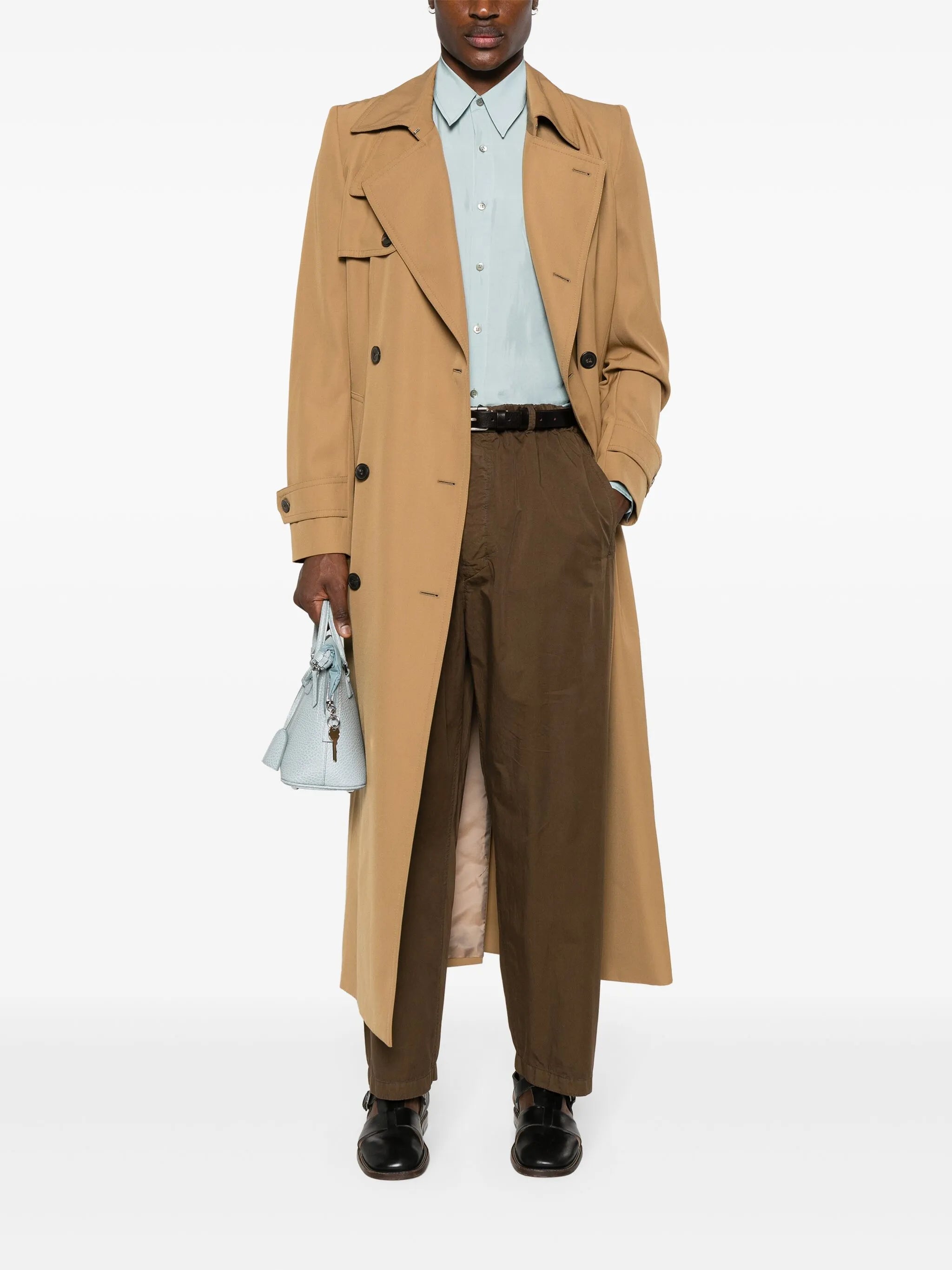 cotton straight-leg trousers