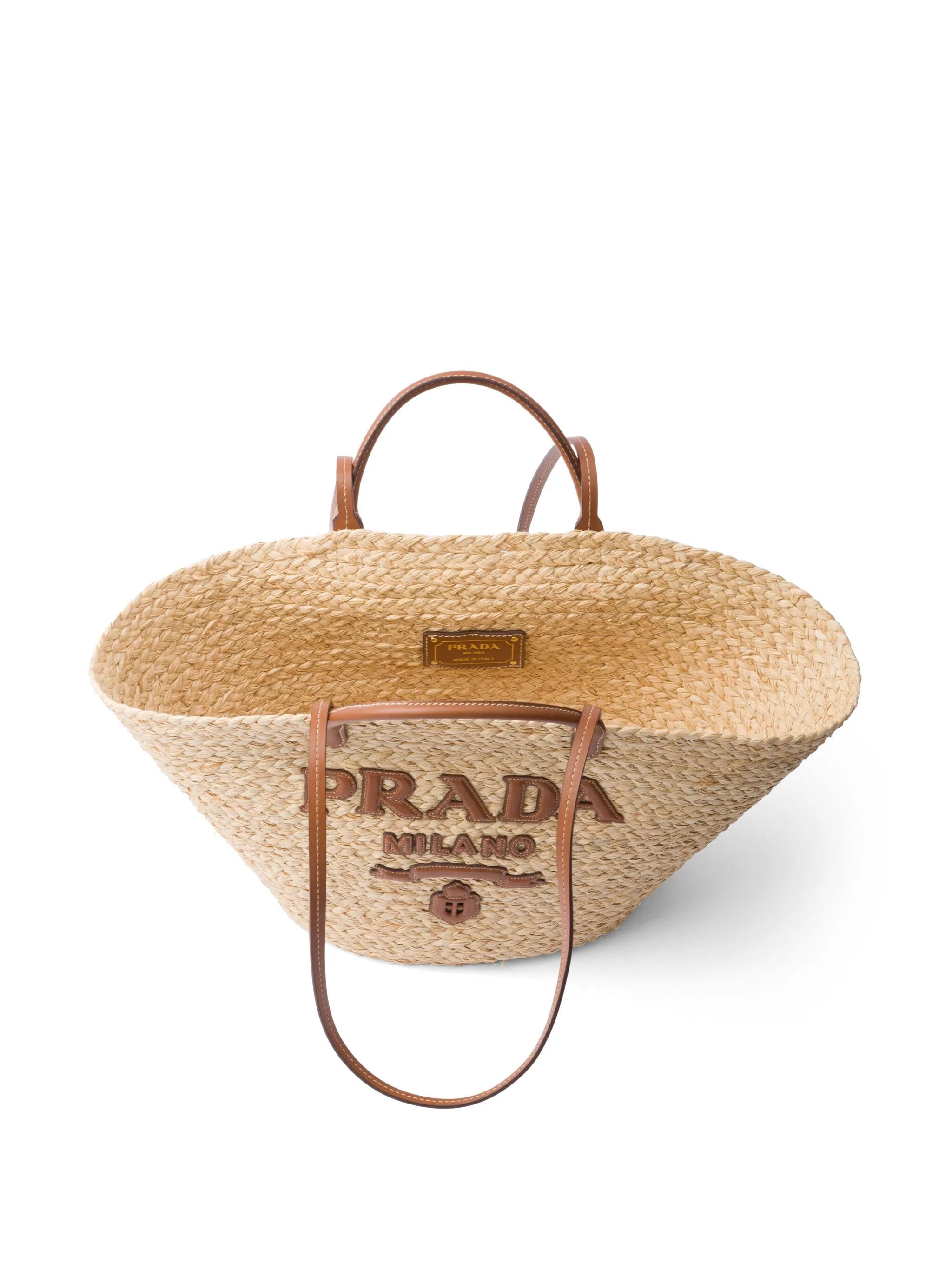logo-appliqué woven tote bag