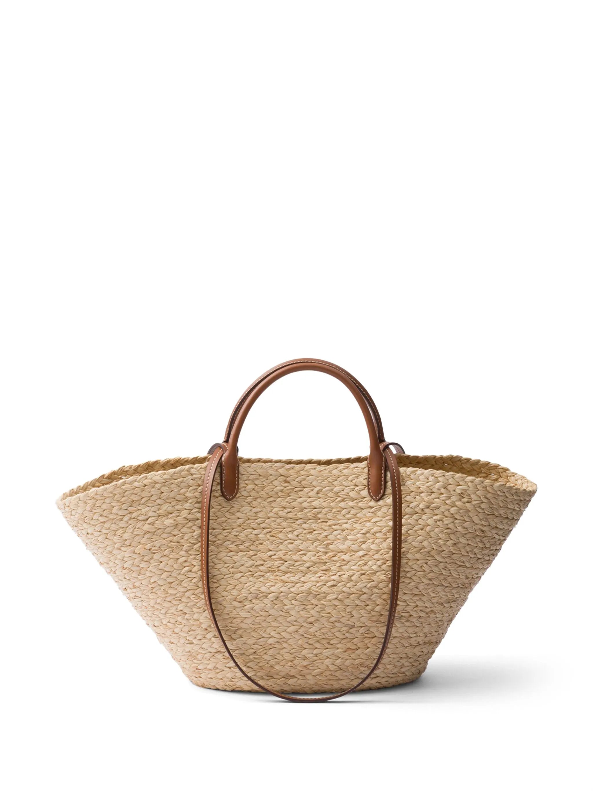 large raffia and leather shopping bag