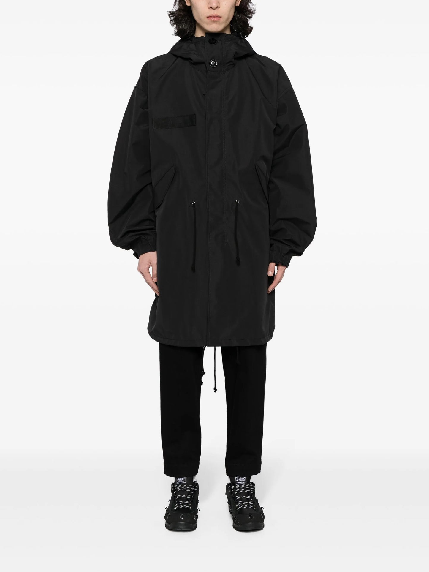 drop-shoulder hooded parka coat