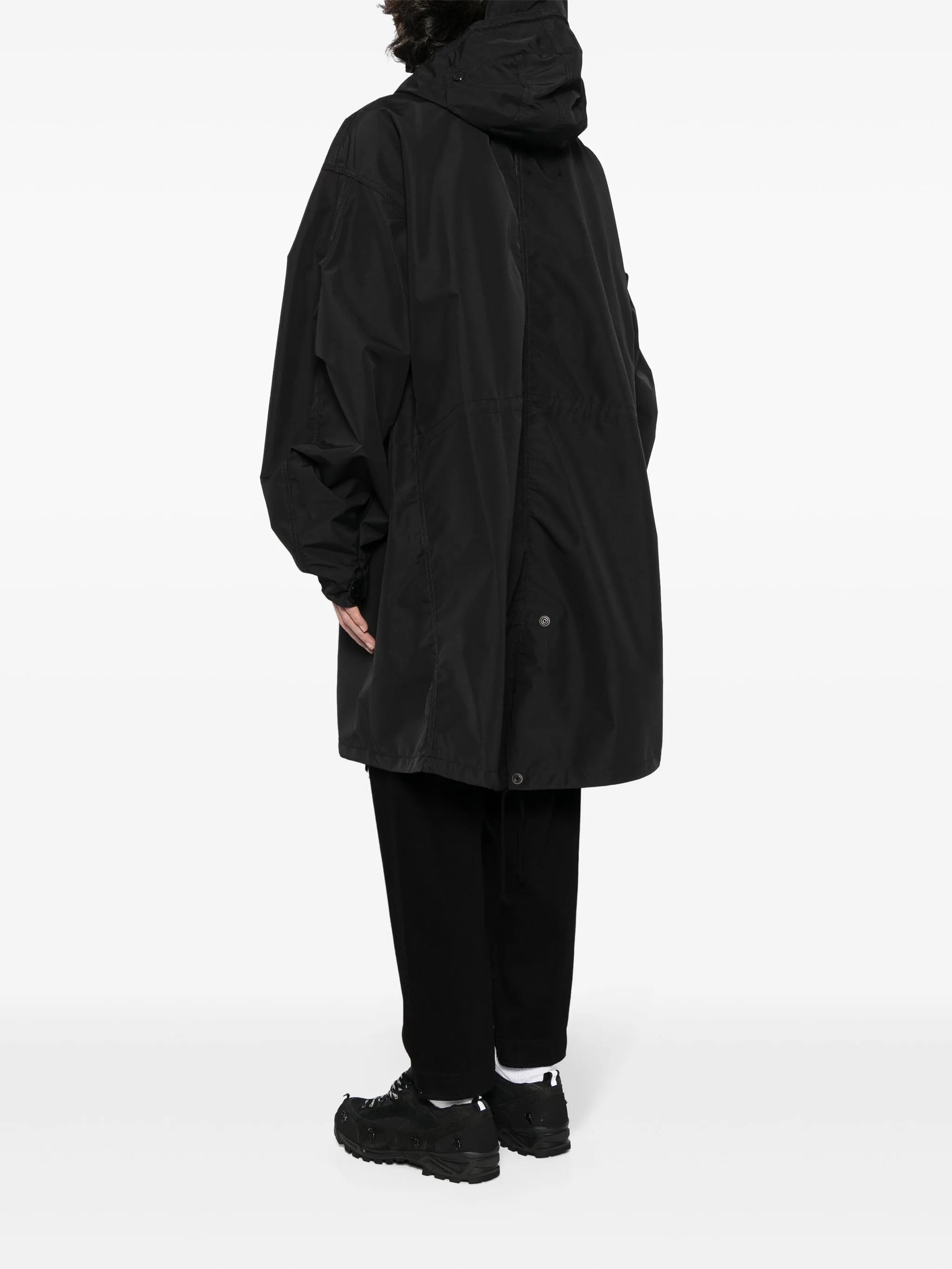 drop-shoulder hooded parka coat
