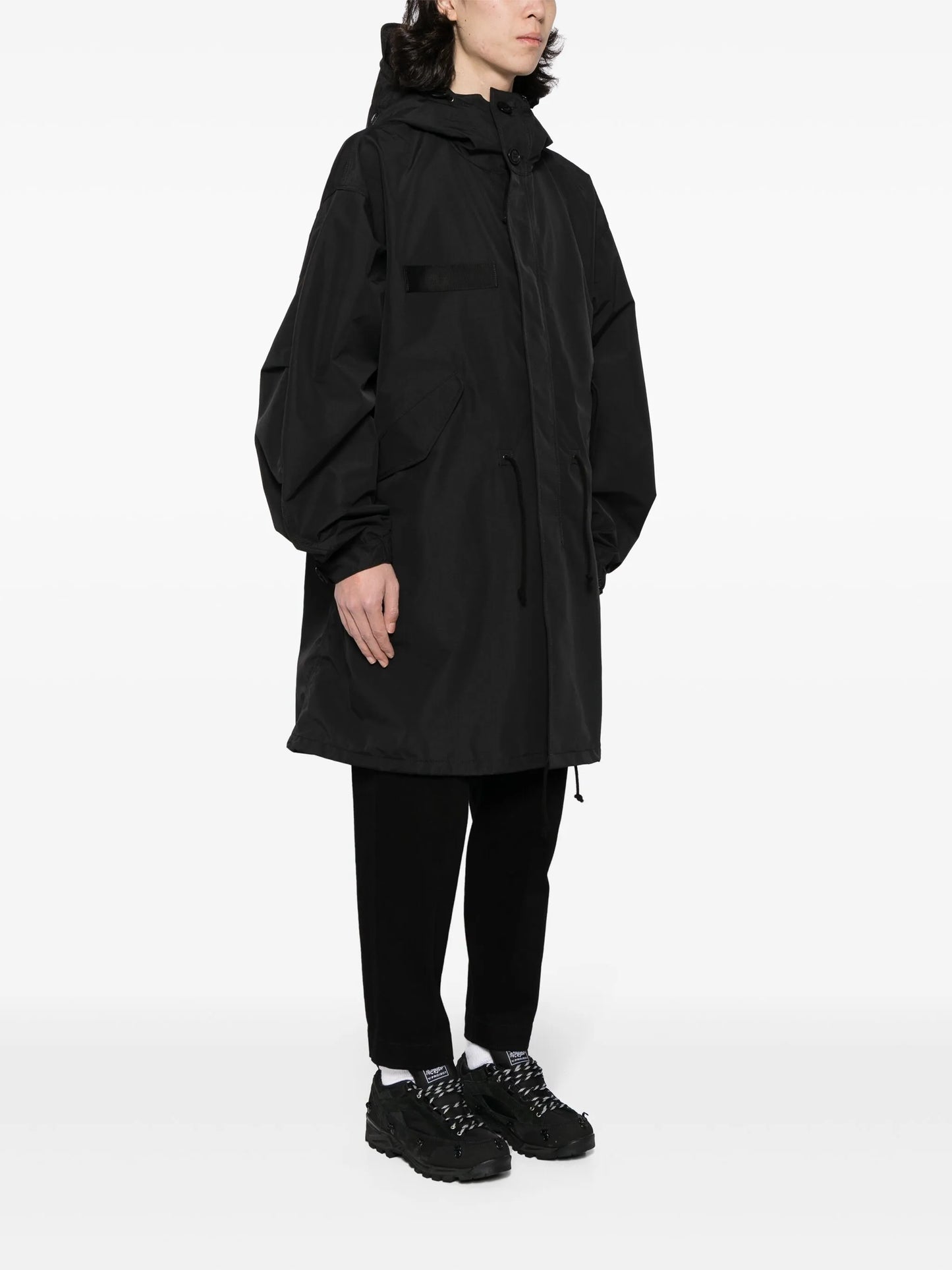 drop-shoulder hooded parka coat