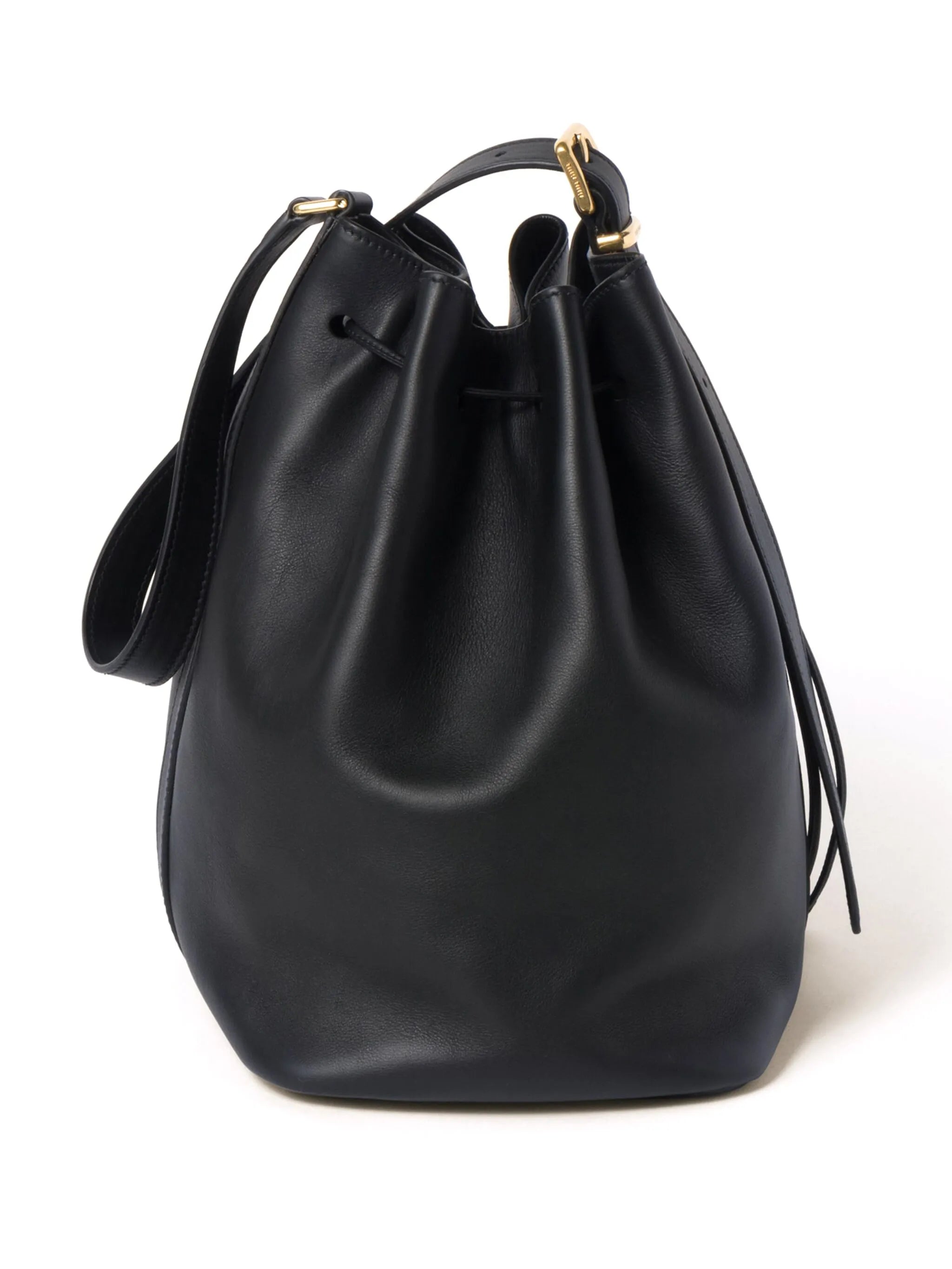 logo-embossed leather bucket bag