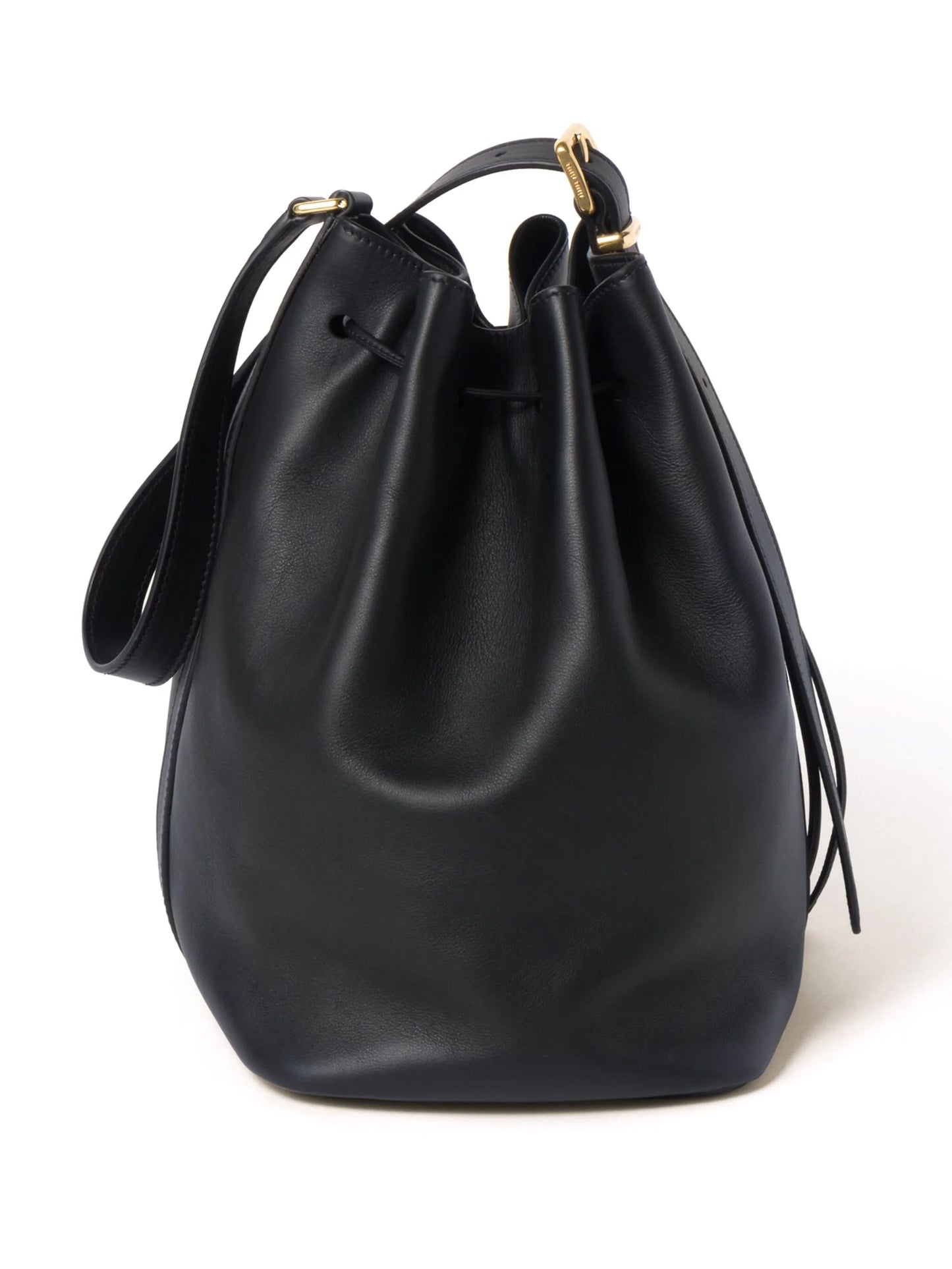logo-embossed leather bucket bag
