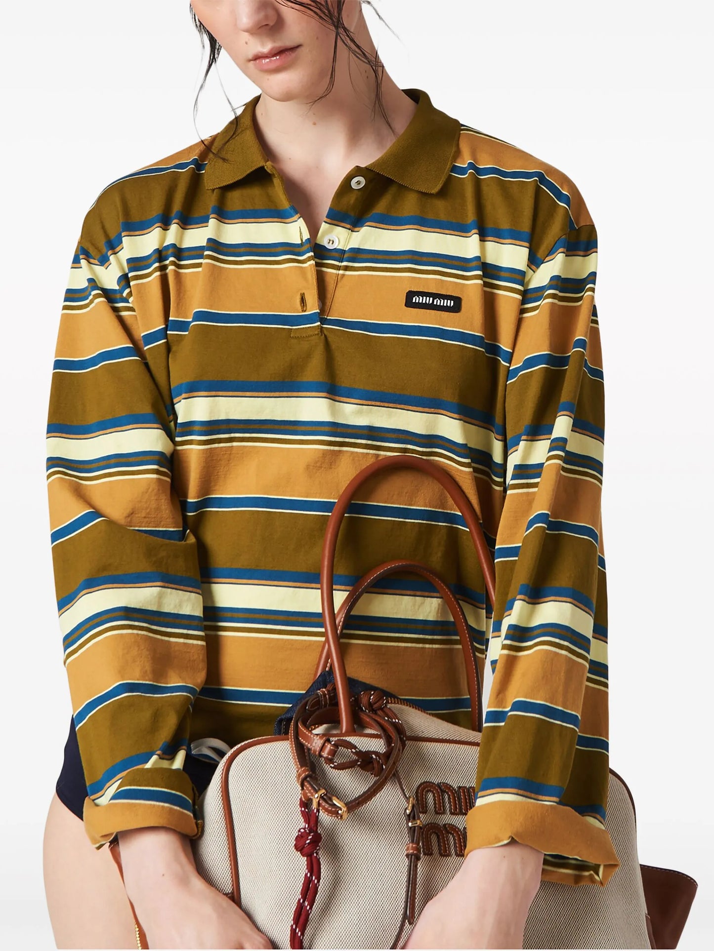 striped cotton polo shirt