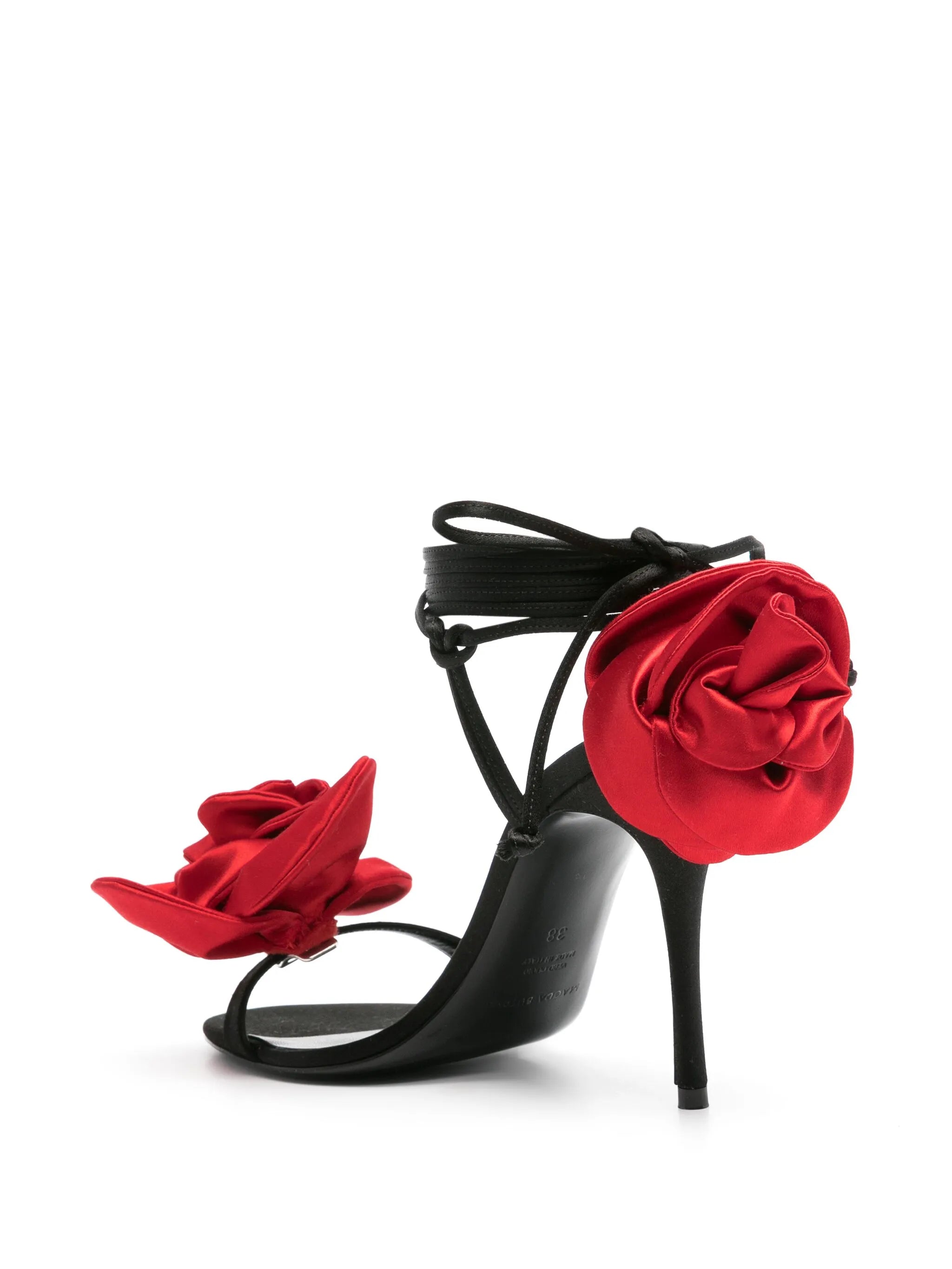 105mm floral-appliqué satin sandals