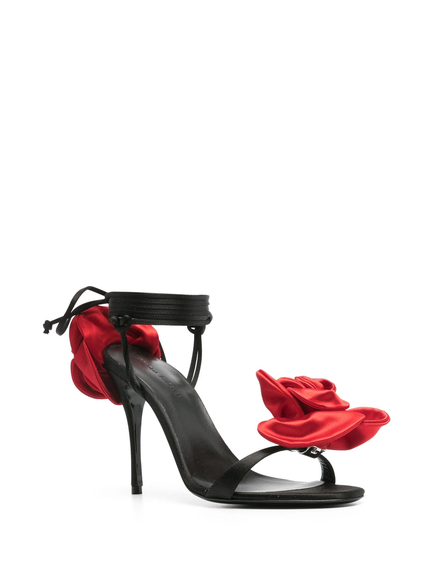 105mm floral-appliqué satin sandals