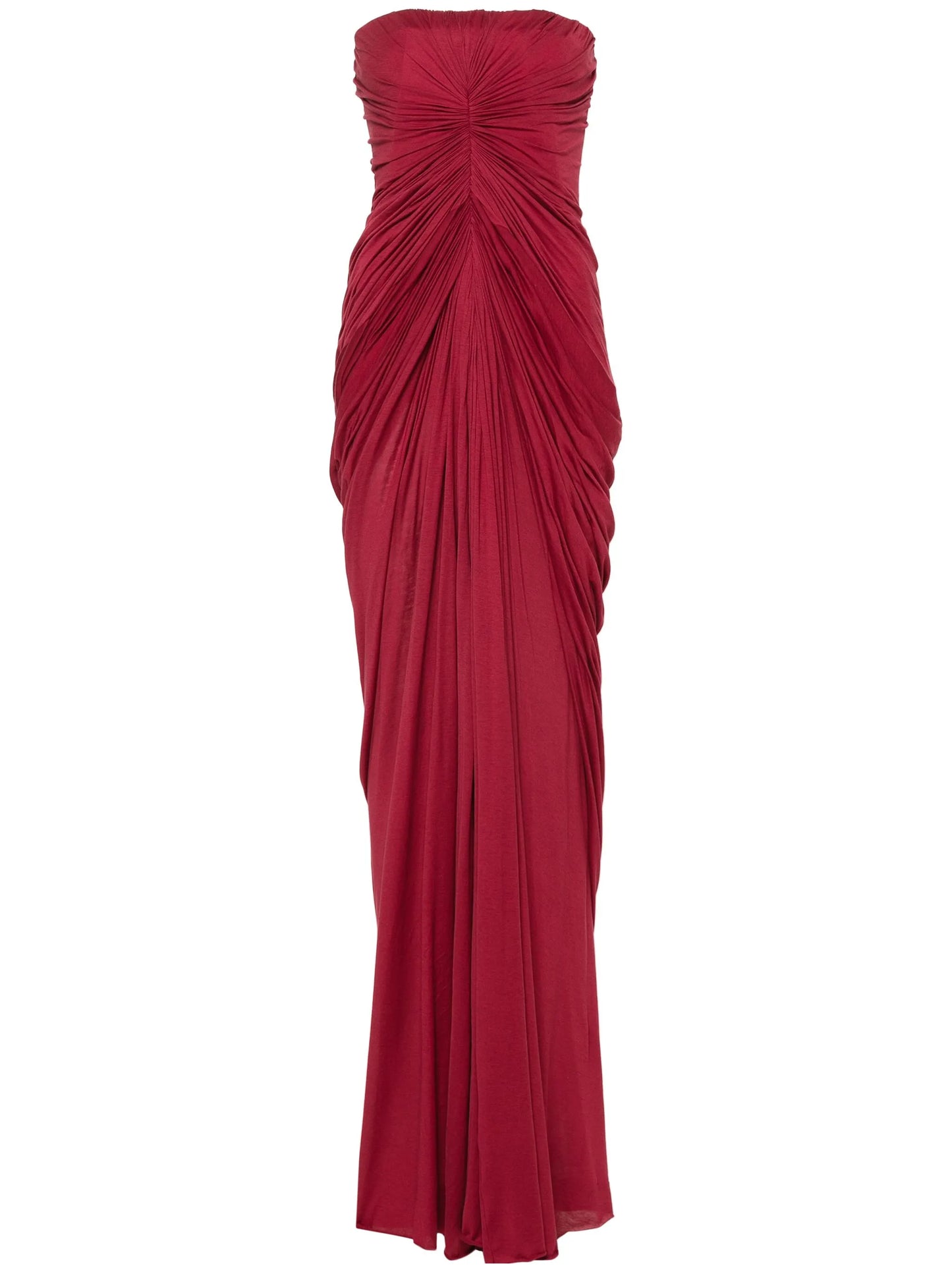 ruched bustier maxi dress