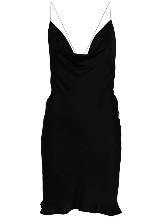 cowl-neck satin slip dress