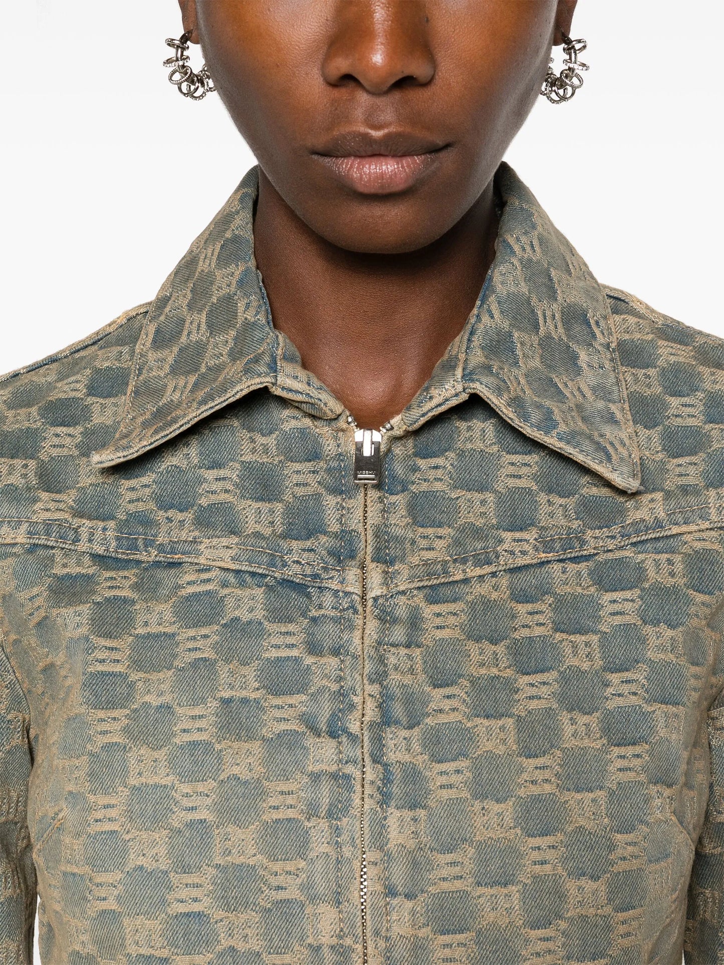 monogram-jacquard denim jacket