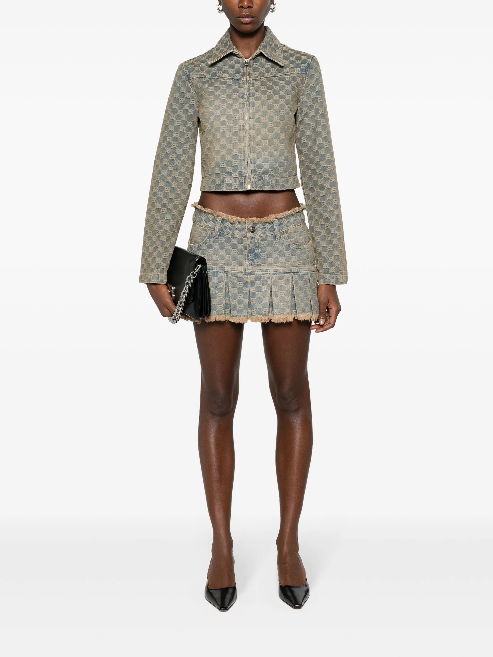 monogram-jacquard denim jacket