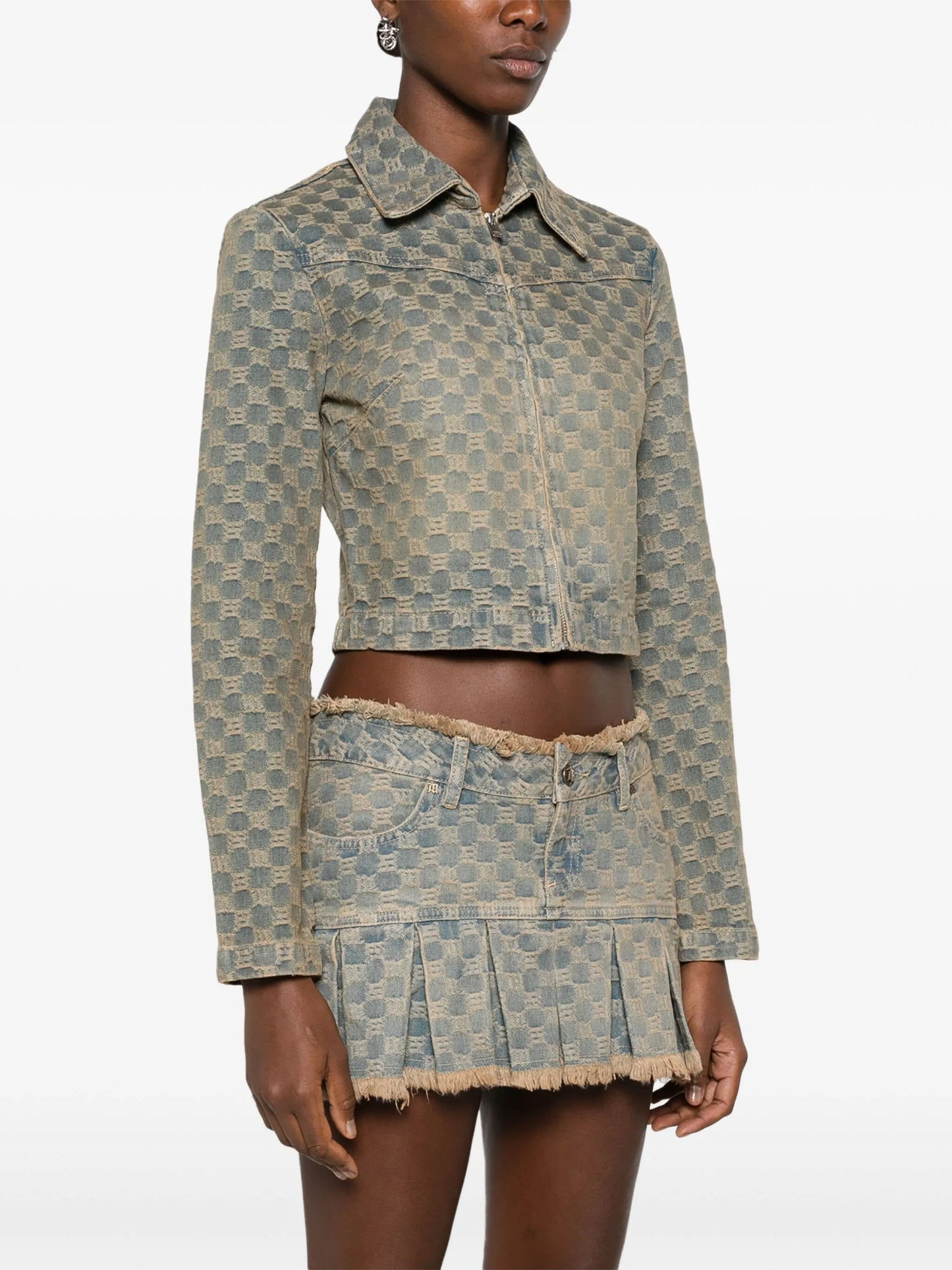 monogram-jacquard denim jacket
