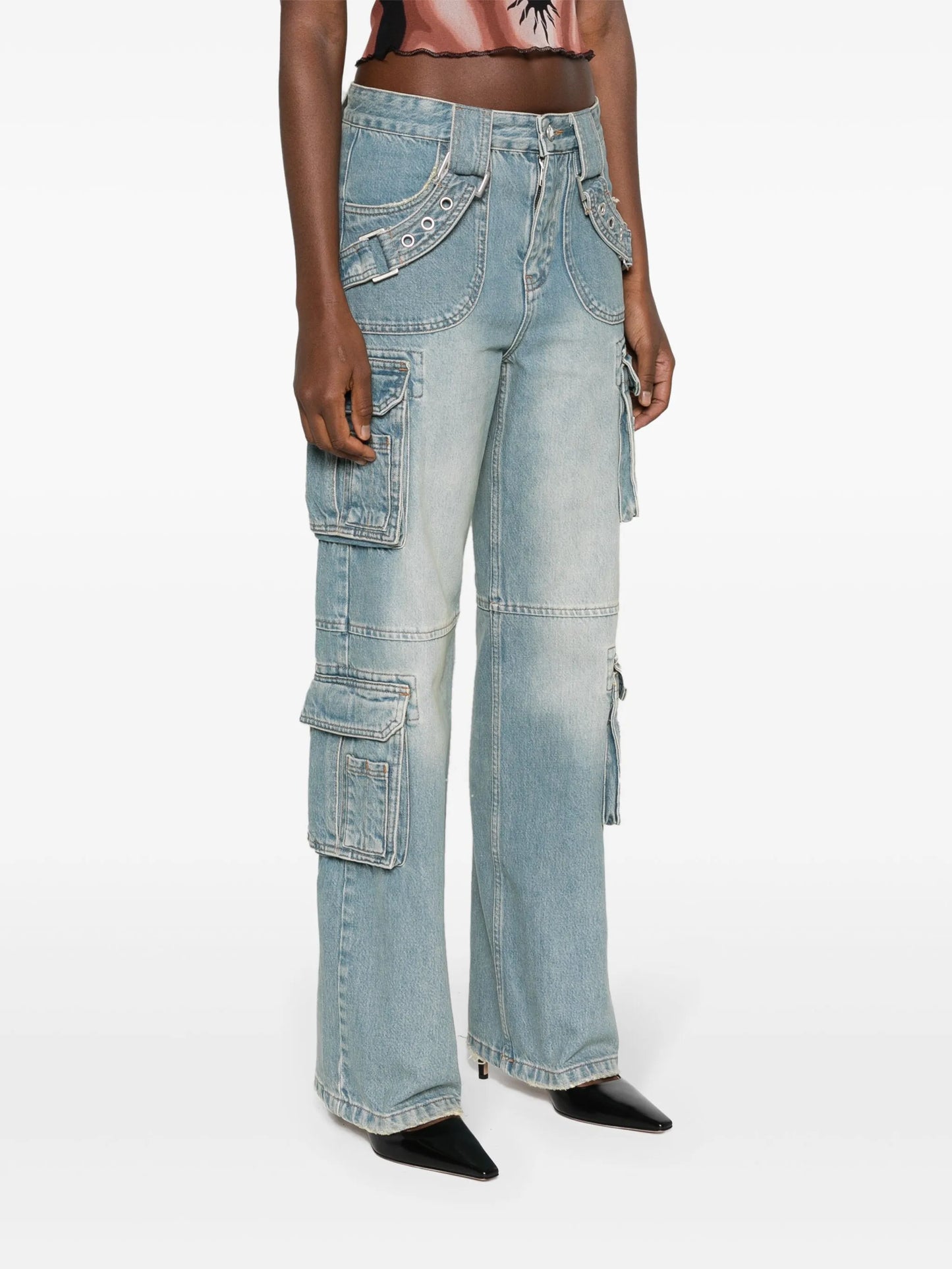 Harness low-rise cargo jeans
