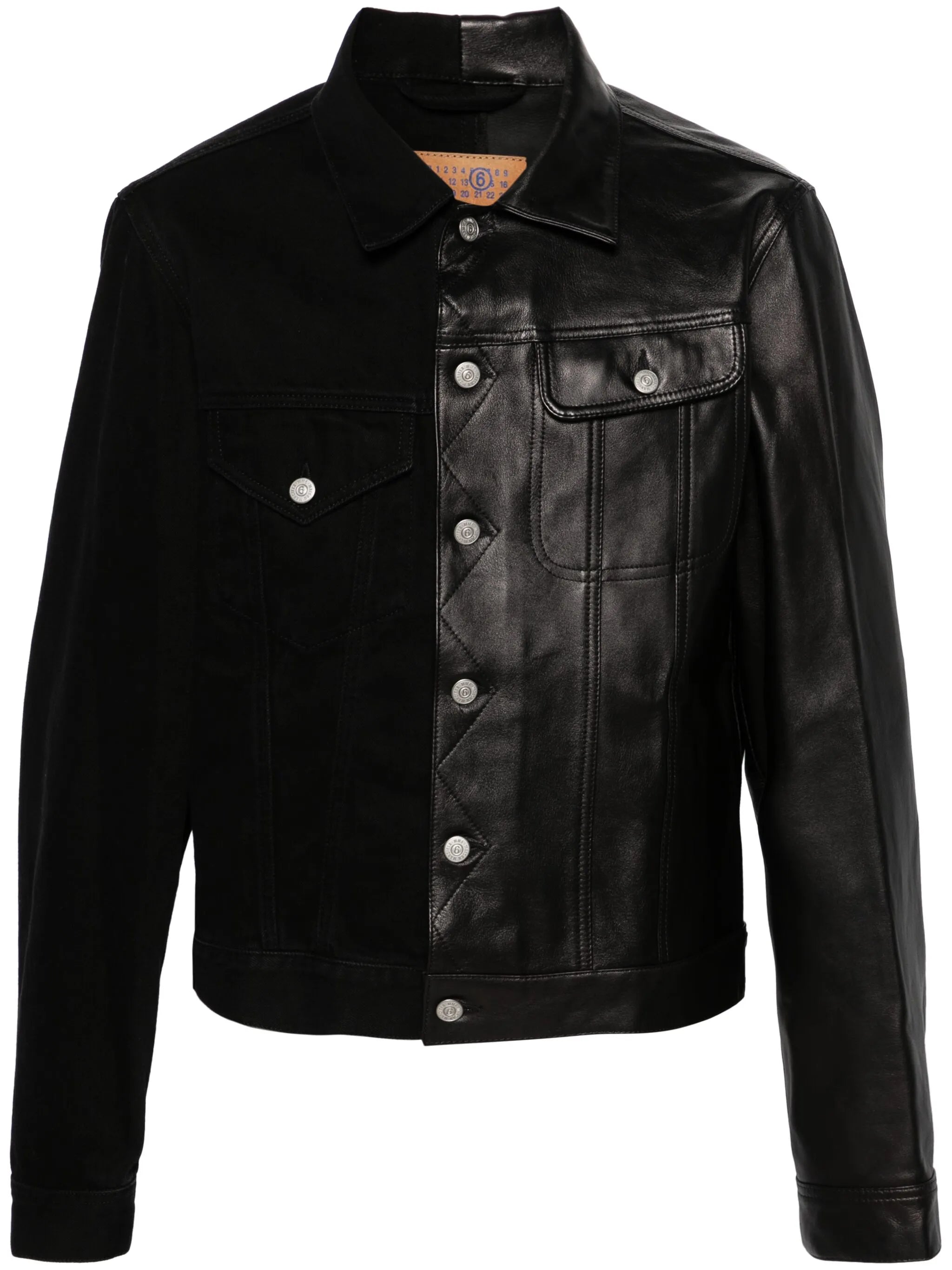 contrasting-fabrics panelled shirt jacket