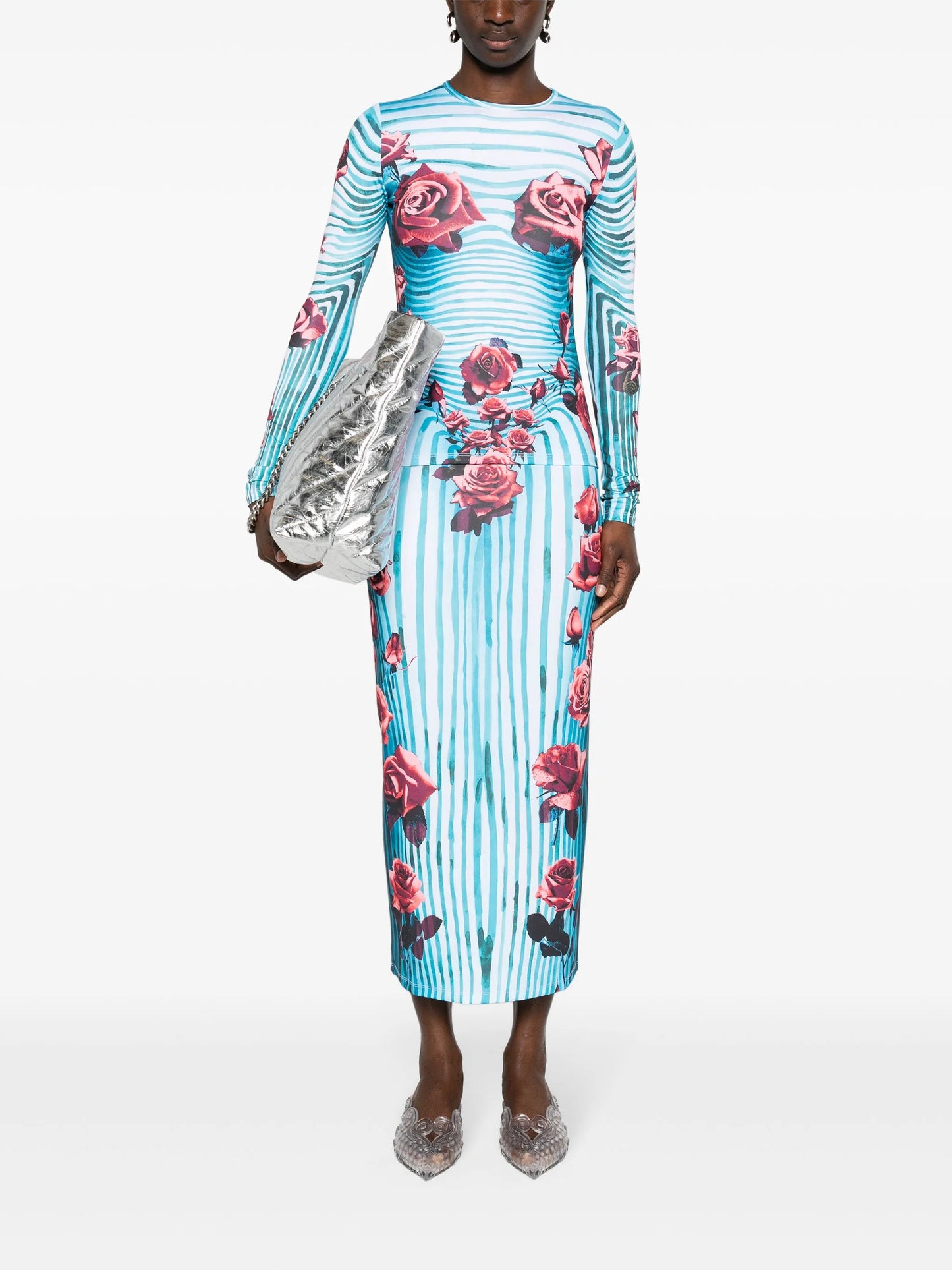 Morphing floral-print top