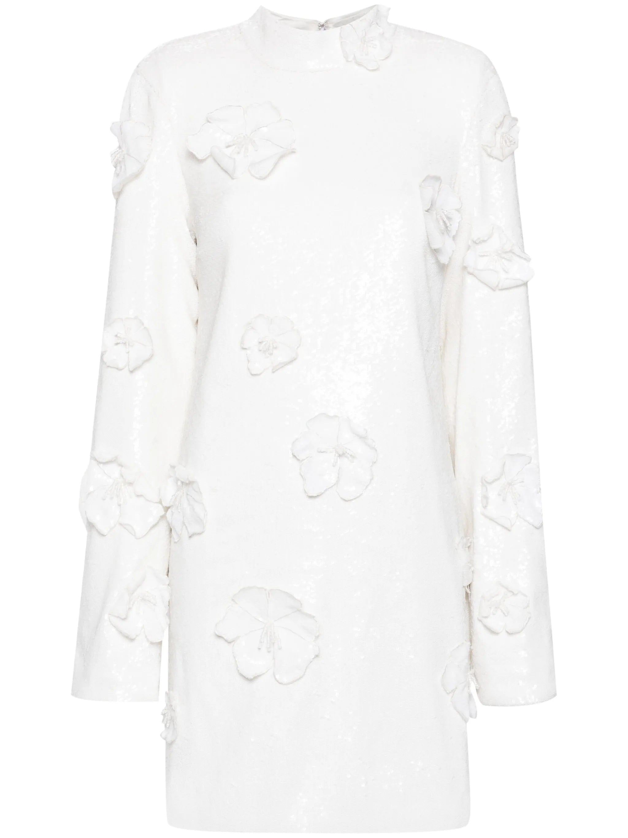 floral-appliqué sequin minidress