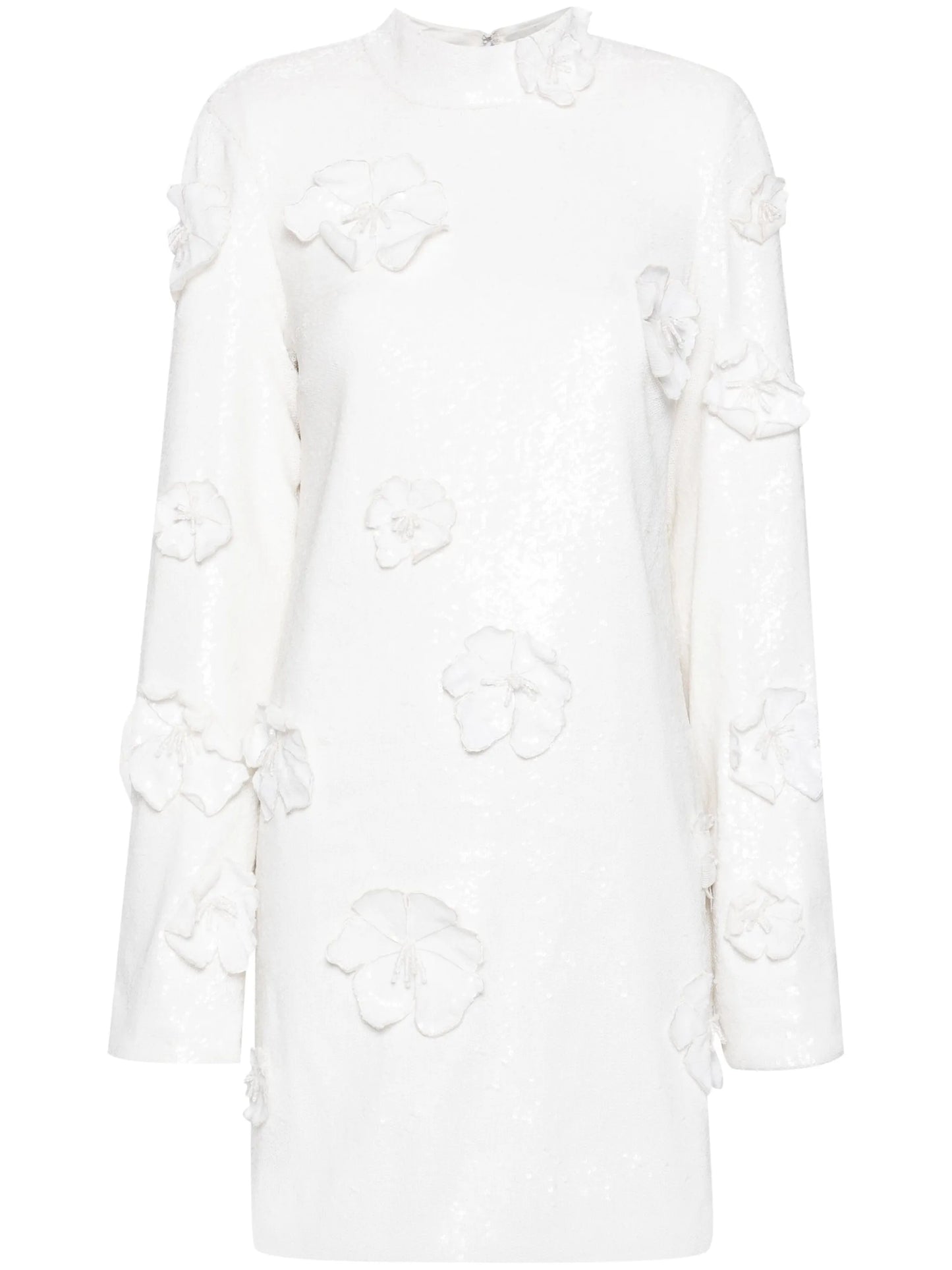 floral-appliqué sequin minidress