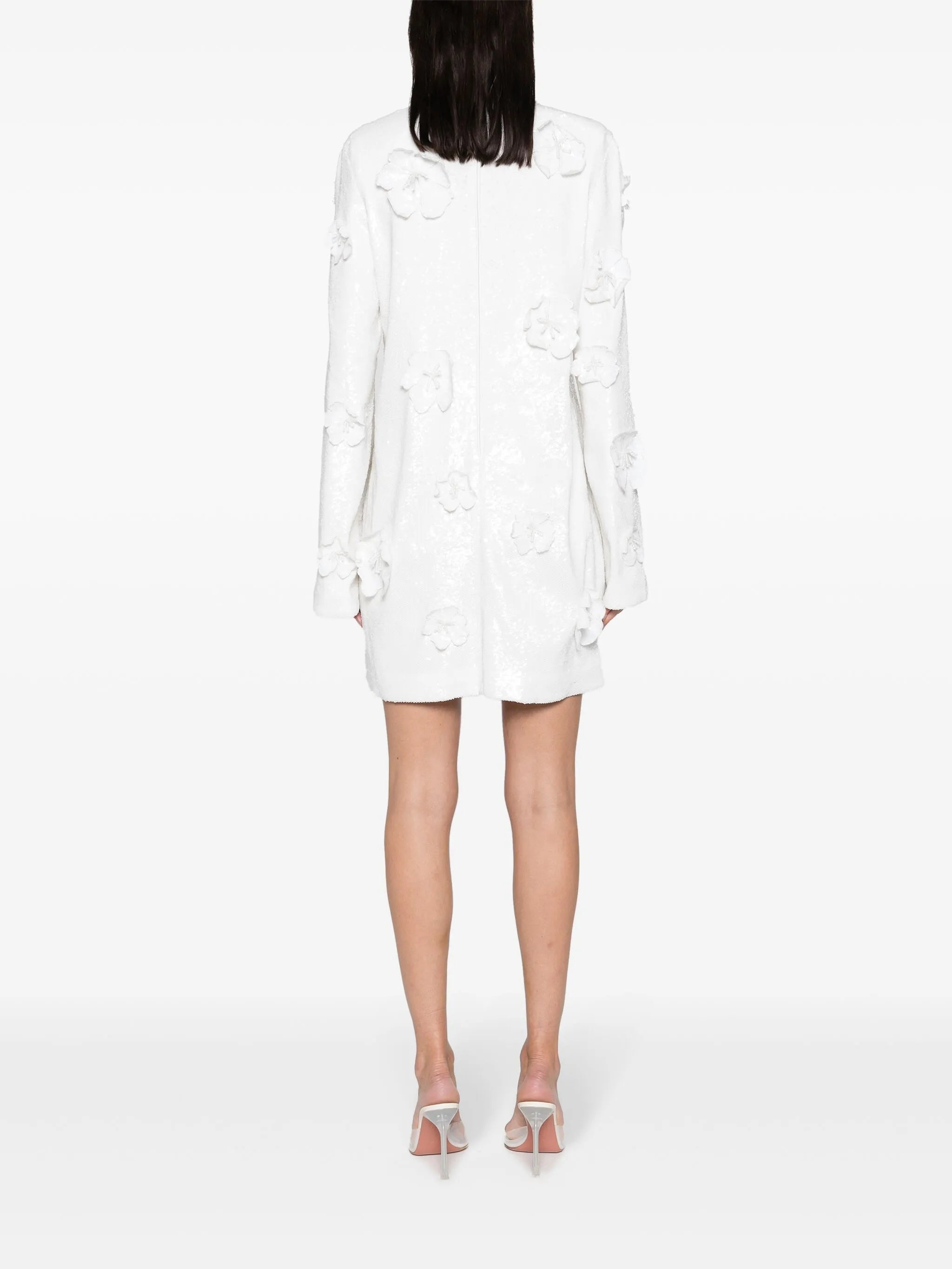 floral-appliqué sequin minidress