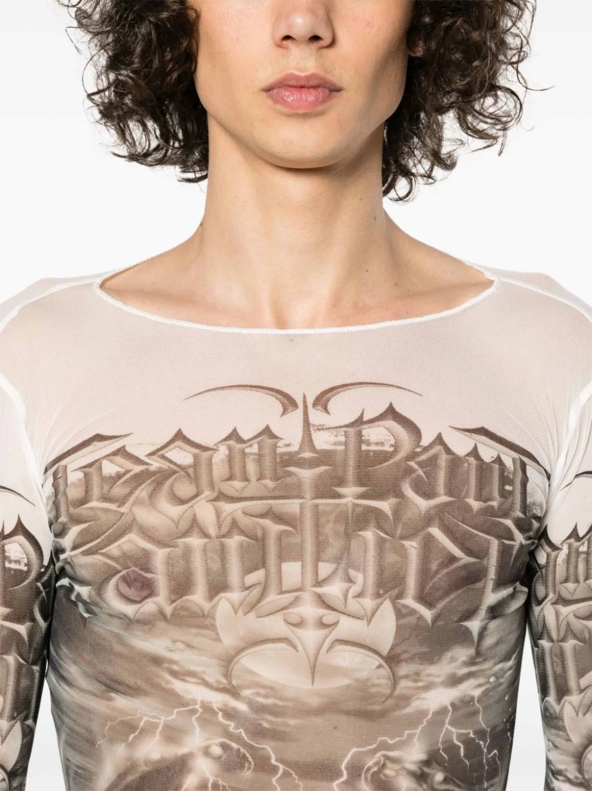 Diablo-print mesh T-shirt