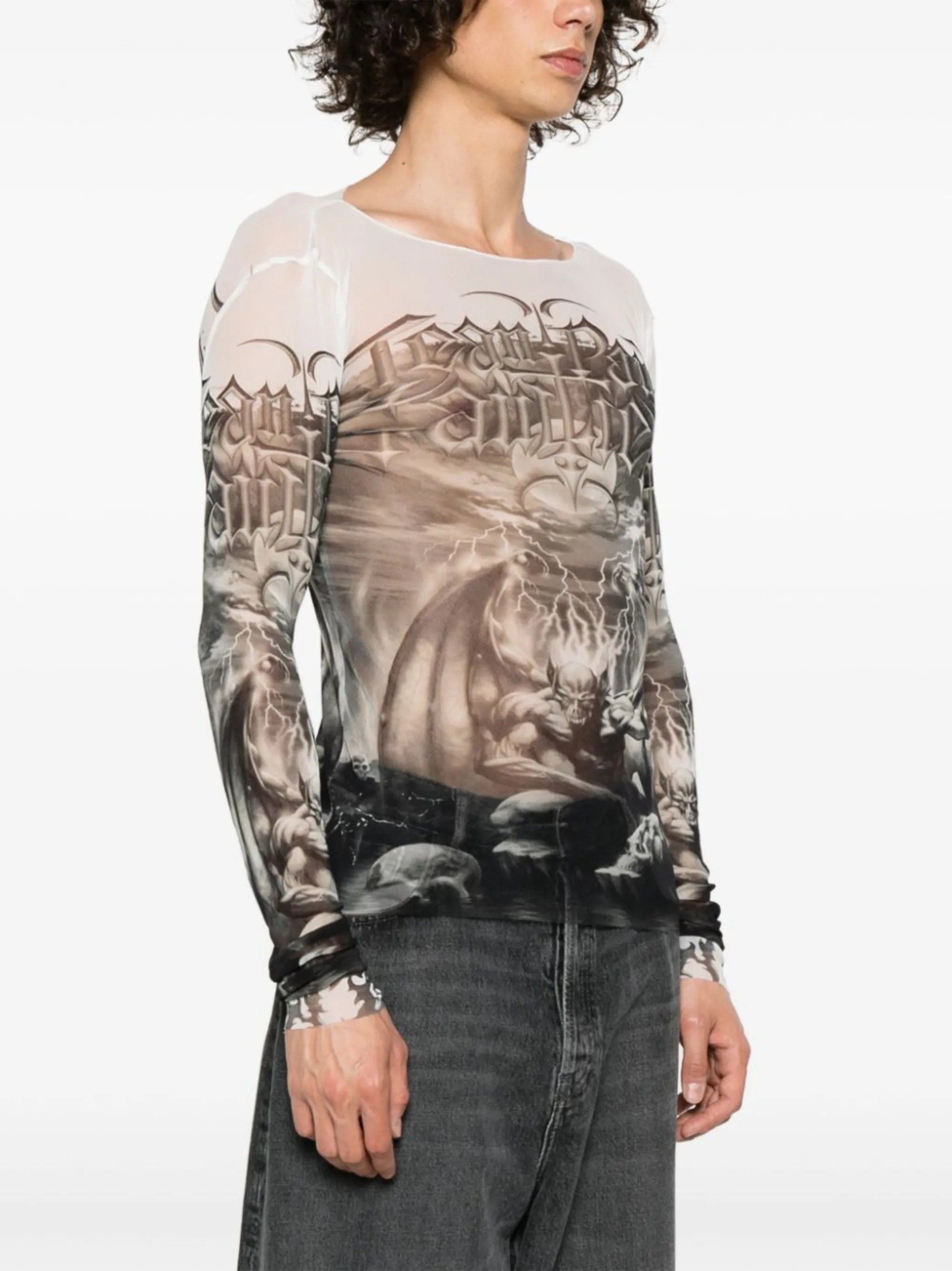 Diablo-print mesh T-shirt